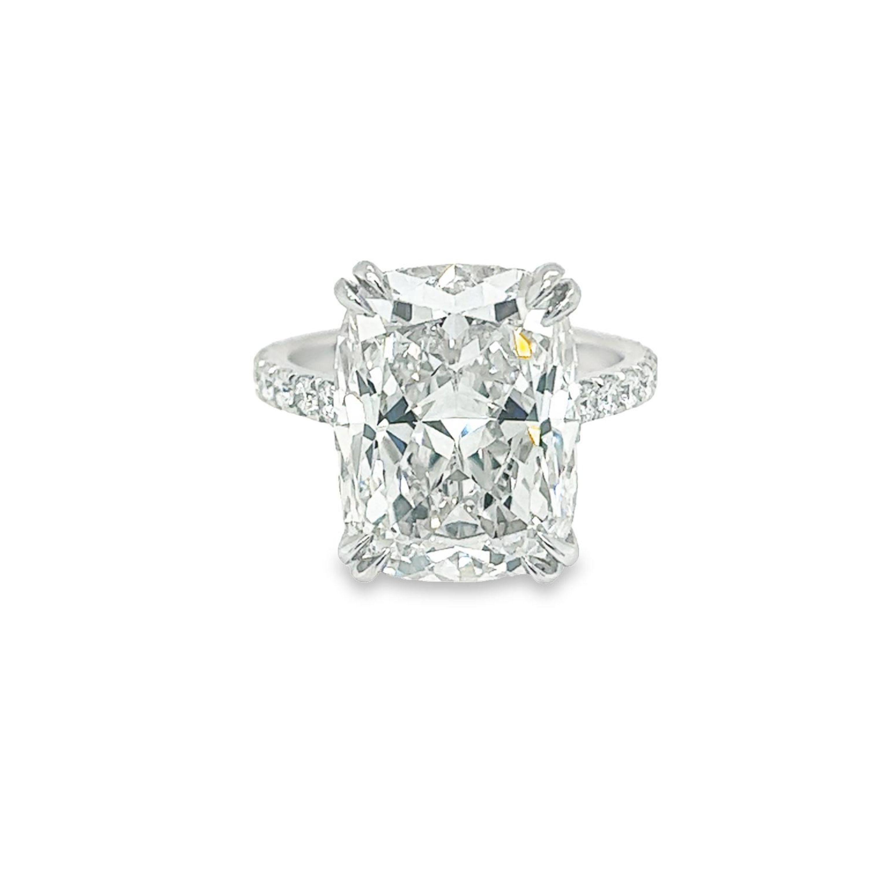 Women's David Rosenberg 10.07 Carat Cushion Shape F/VVS1 GIA Diamond Engagement Ring For Sale
