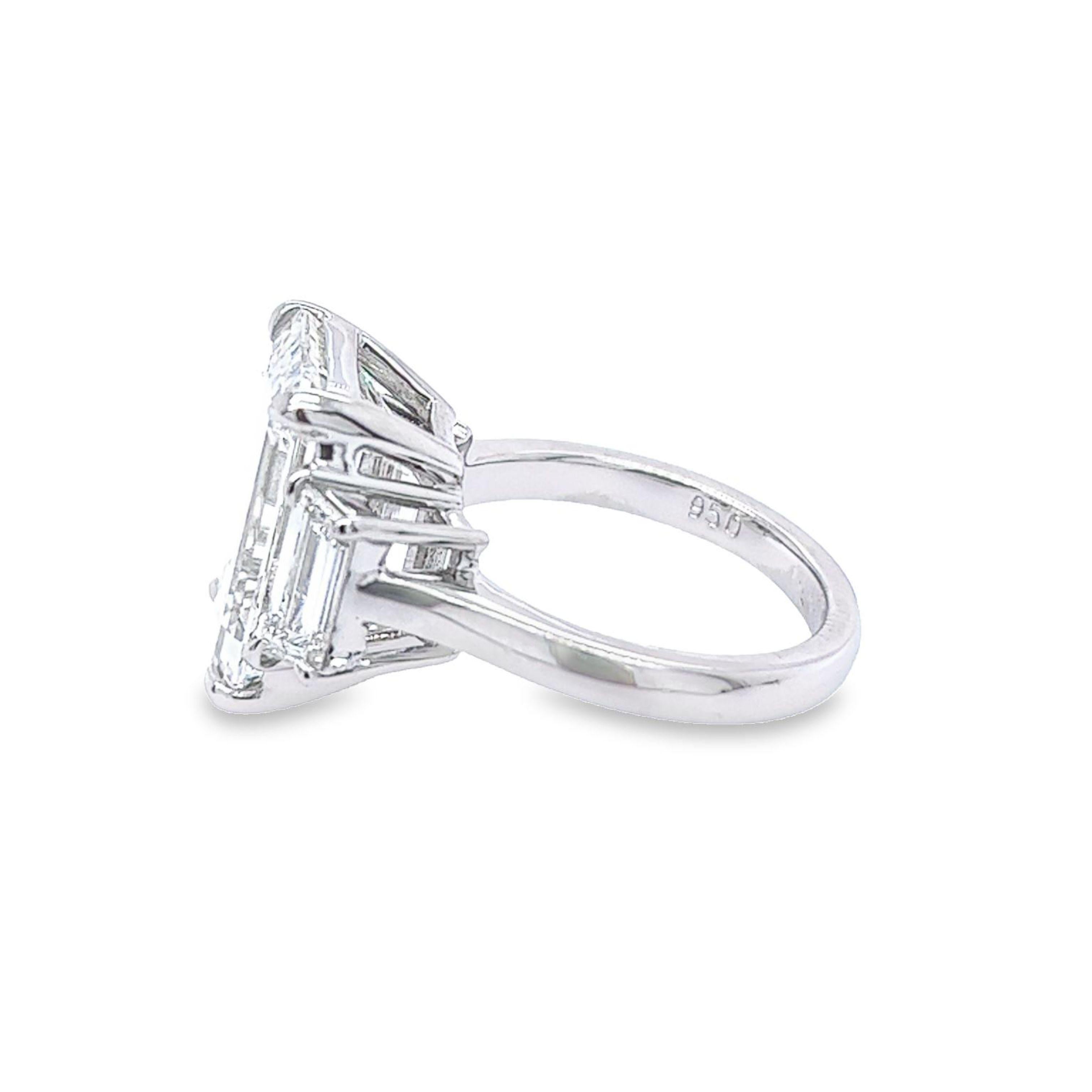 Modern David Rosenberg 10.07 Carat Emerald Cut GIA Three Stone Diamond Engagement Ring For Sale