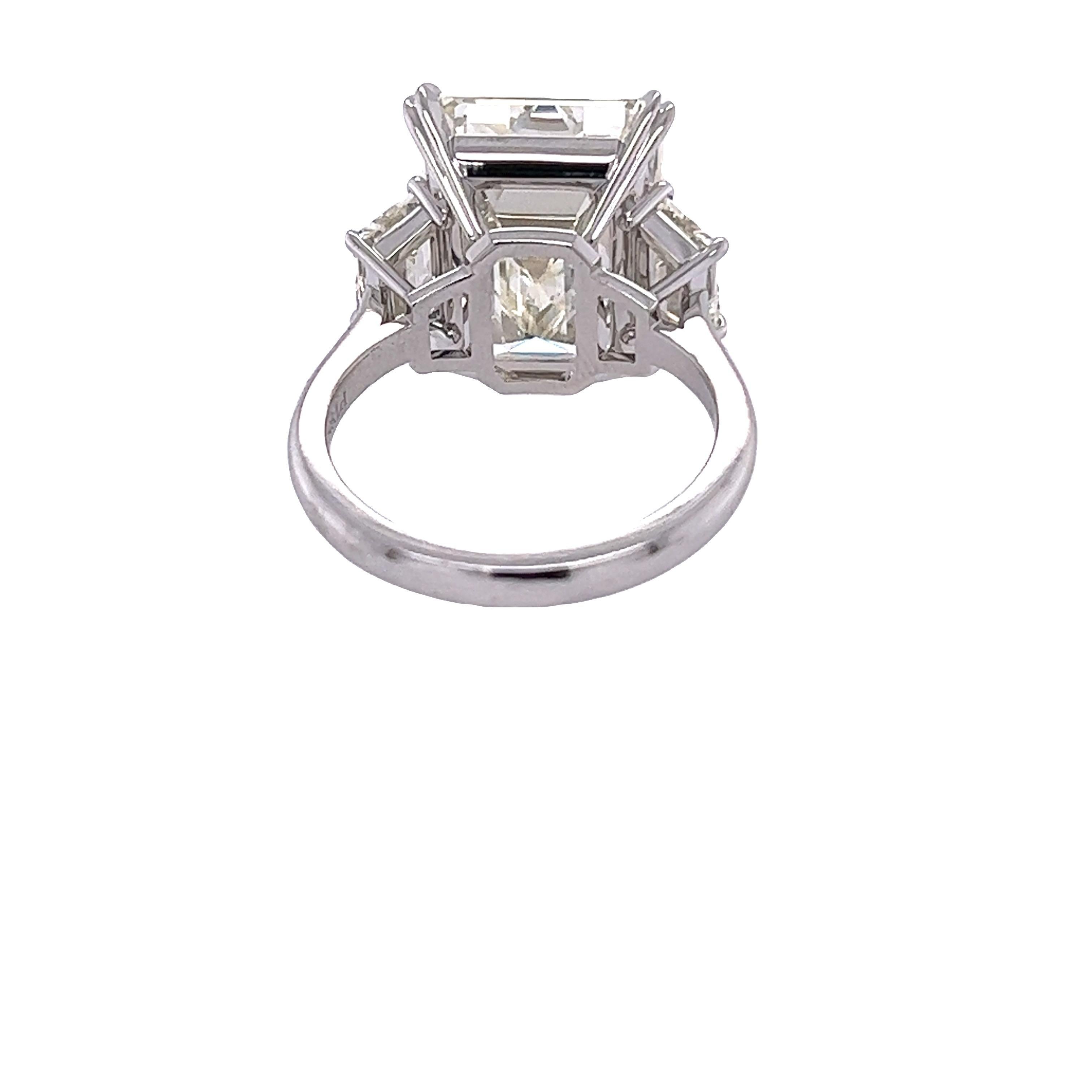 David Rosenberg 10.07 Ct Emerald Cut GIA 3 Stone Diamond Engagement Ring In New Condition In Boca Raton, FL