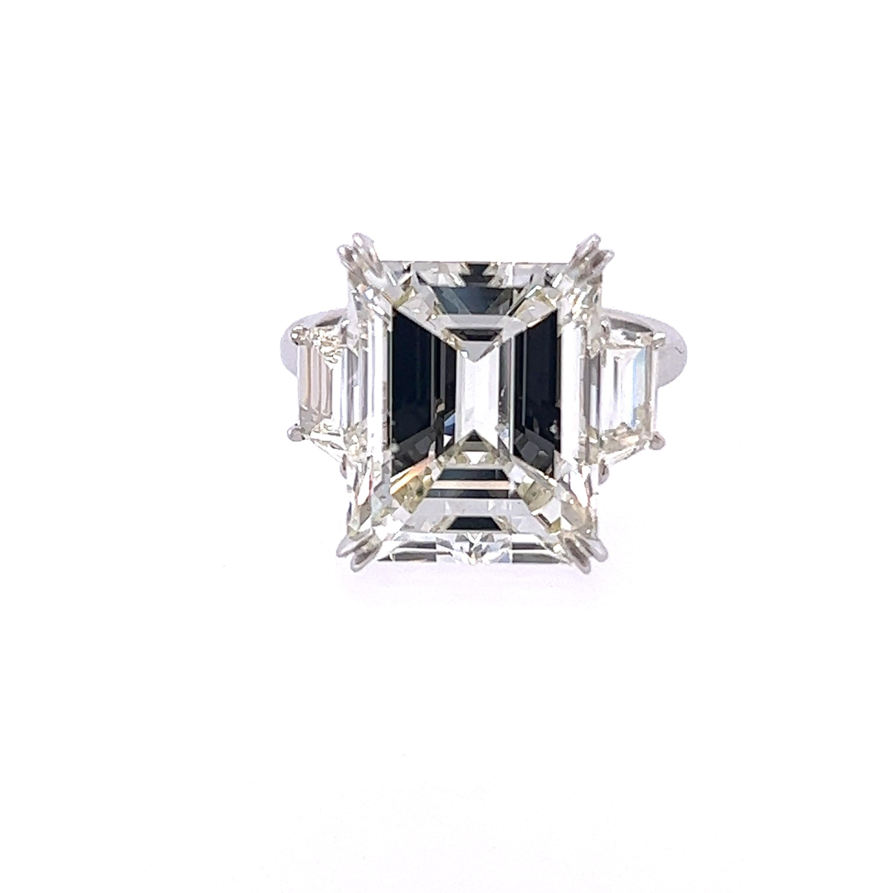 Women's David Rosenberg 10.07 Ct Emerald Cut GIA 3 Stone Diamond Engagement Ring