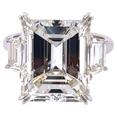 David Rosenberg 10.07 Ct Emerald Cut GIA 3 Stone Diamond Engagement Ring