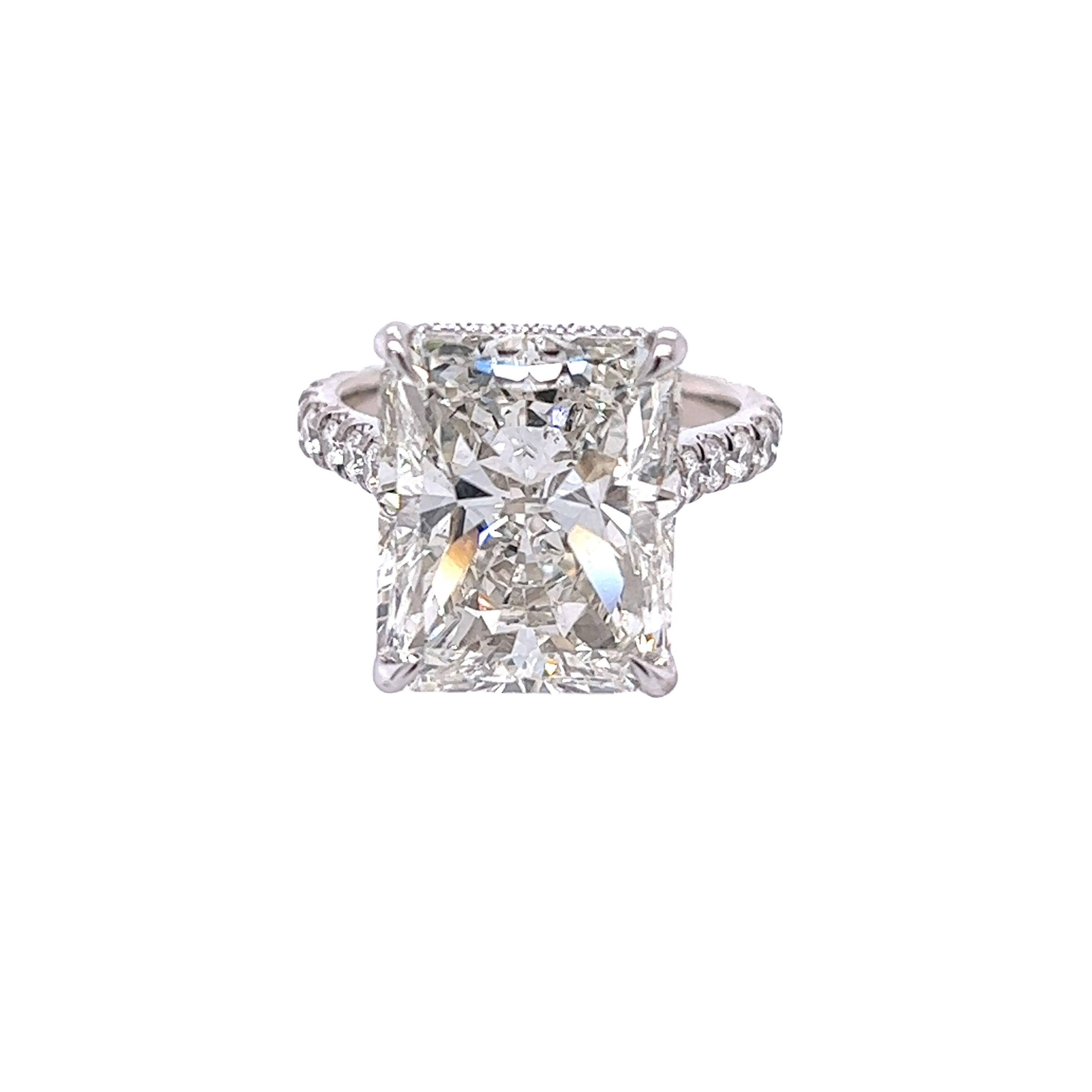 Women's David Rosenberg 10.09 Carat Radiant GIA Diamond Engagement Ring For Sale