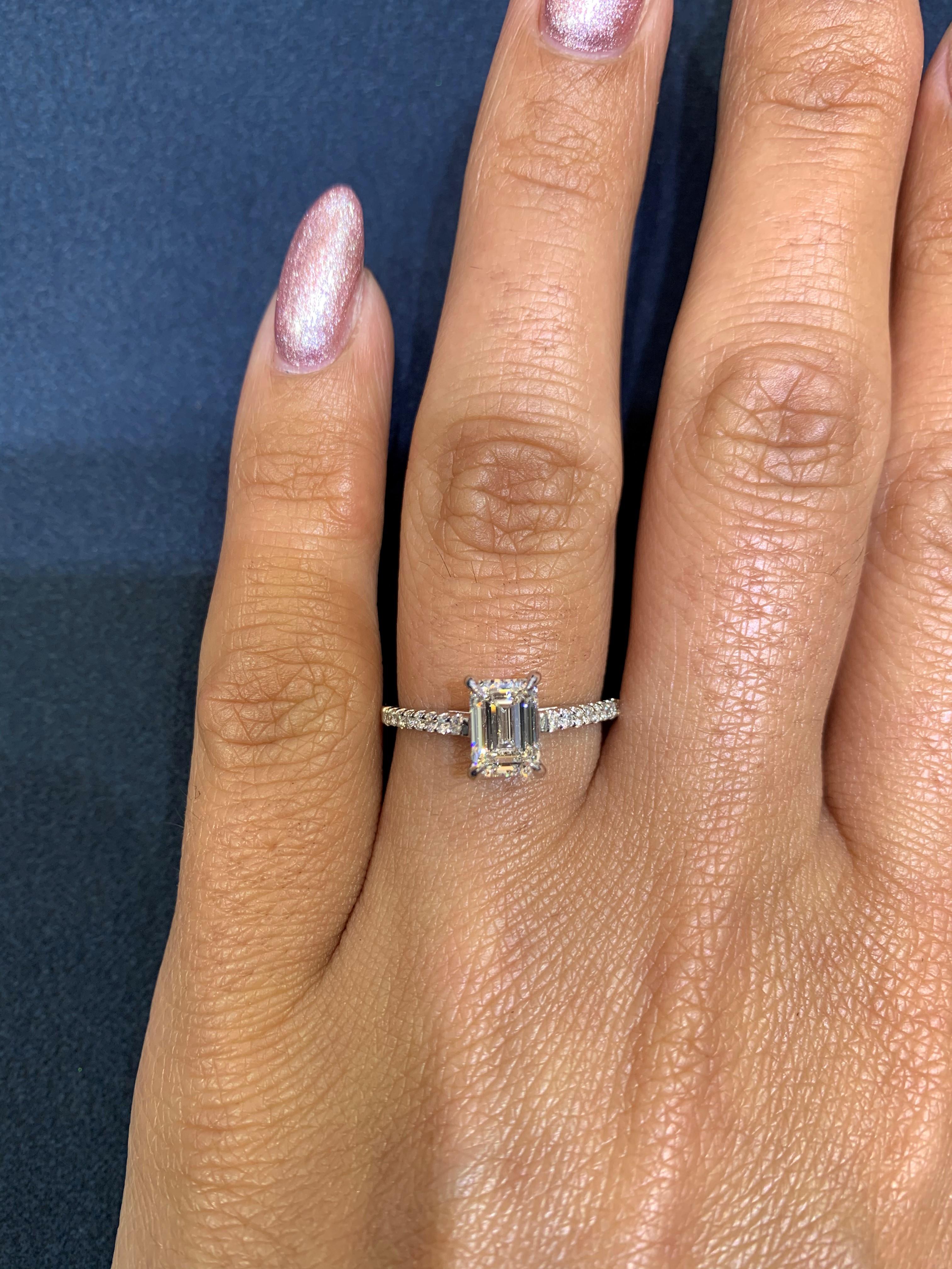 David Rosenberg 1.01 Carat Emerald Cut E VS2 GIA Diamond Engagement Ring 3