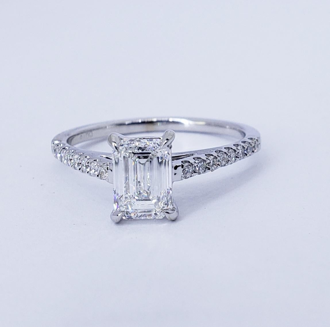 Women's David Rosenberg 1.01 Carat Emerald Cut E VS2 GIA Diamond Engagement Ring