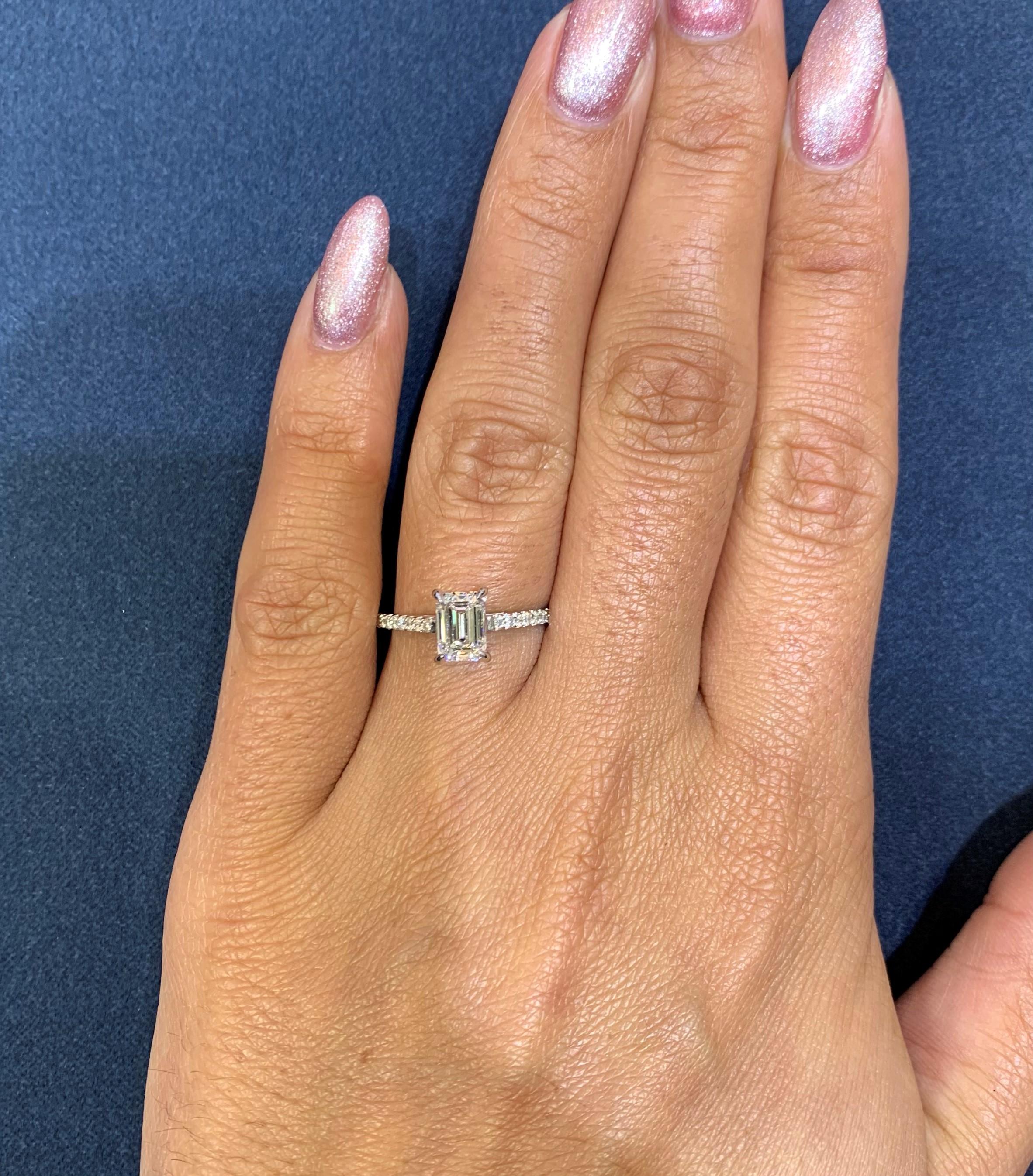 David Rosenberg 1.01 Carat Emerald Cut E VS2 GIA Diamond Engagement Ring 2