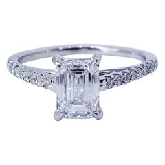 David Rosenberg 1.01 Carat Emerald Cut E VS2 GIA Diamond Engagement Ring