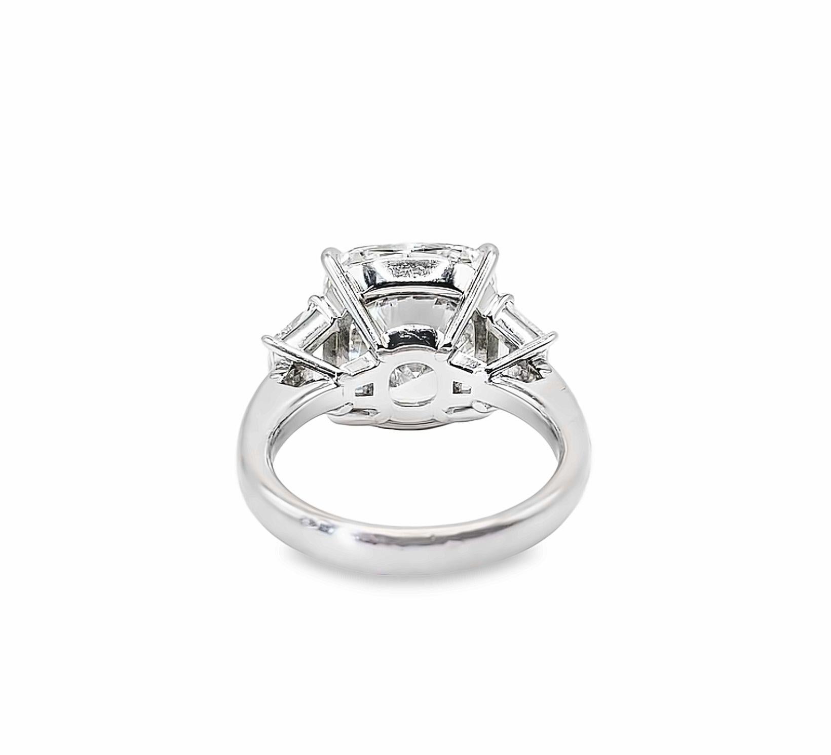 Modern David Rosenberg 10.12 Carat Cushion Cut GIA Three Stone Diamond Engagement Ring For Sale