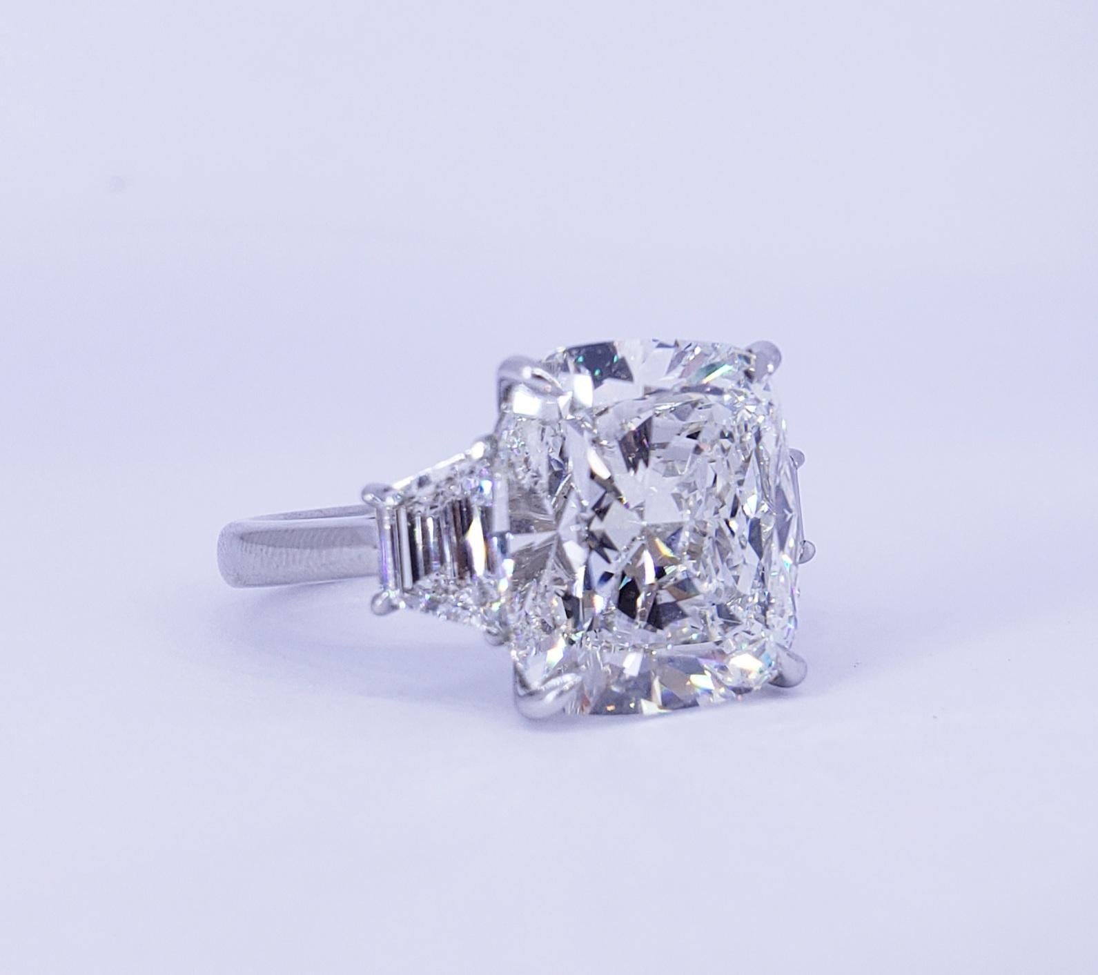 David Rosenberg 10.12 Carat Cushion Cut GIA Three Stone Diamond Engagement Ring In New Condition In Boca Raton, FL