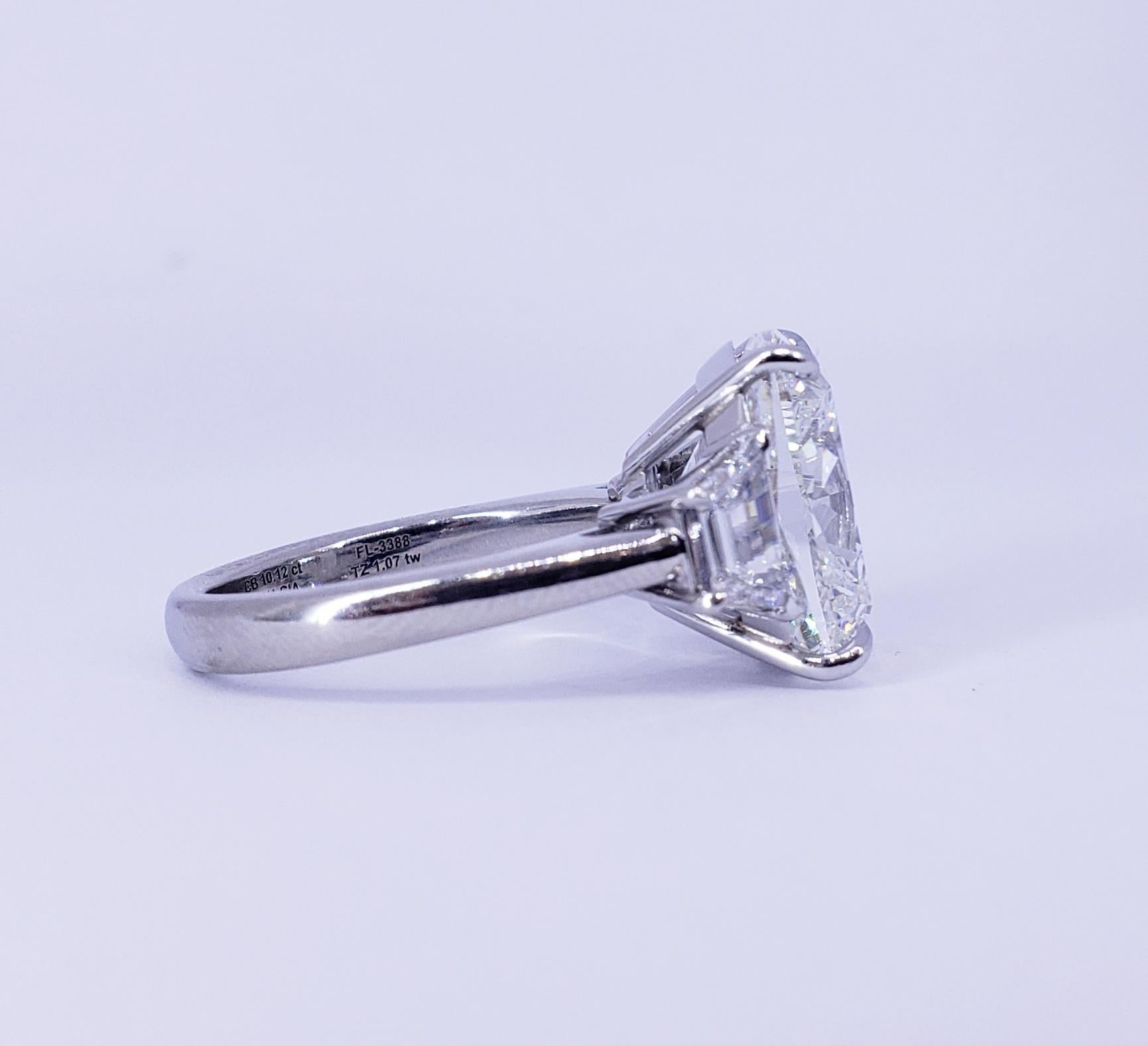 Women's David Rosenberg 10.12 Carat Cushion Cut GIA Three Stone Diamond Engagement Ring