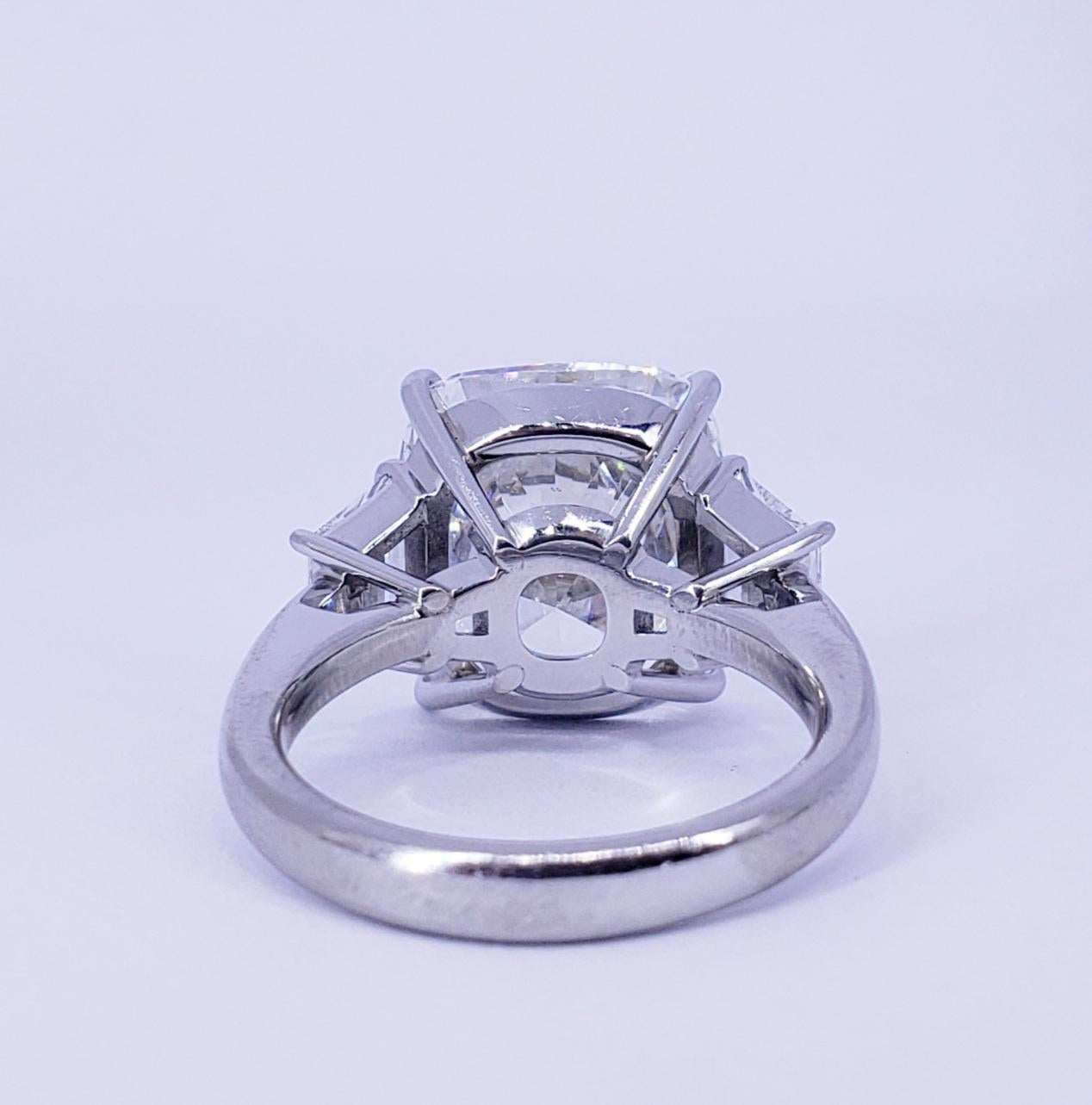 David Rosenberg 10.12 Carat Cushion Cut GIA Three Stone Diamond Engagement Ring 1