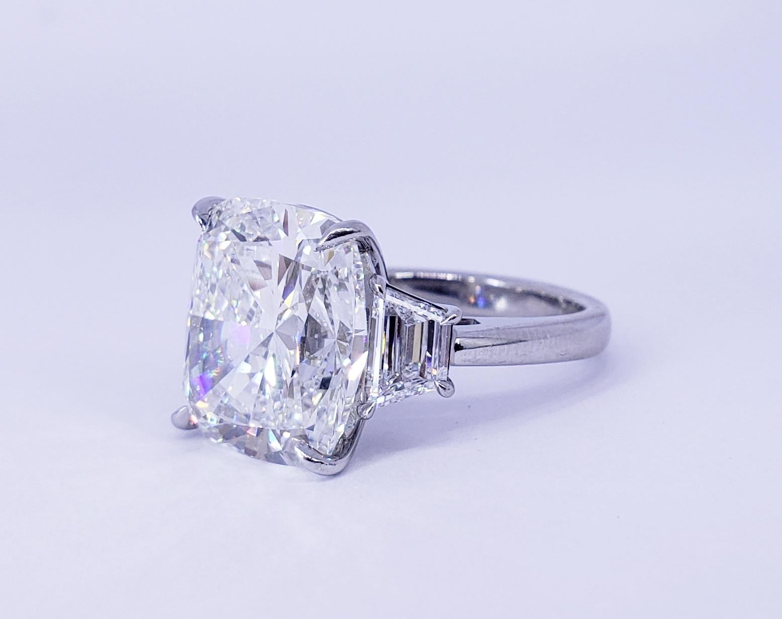 David Rosenberg 10.12 Carat Cushion Cut GIA Three Stone Diamond Engagement Ring 2