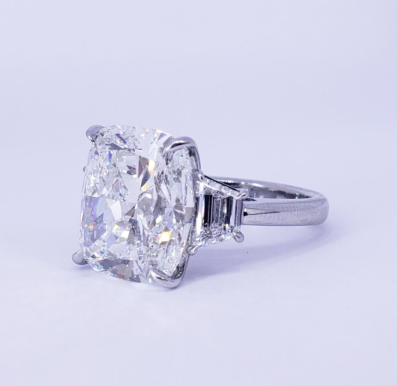 David Rosenberg 10.12 Carat Cushion Cut GIA Three Stone Diamond Engagement Ring 3
