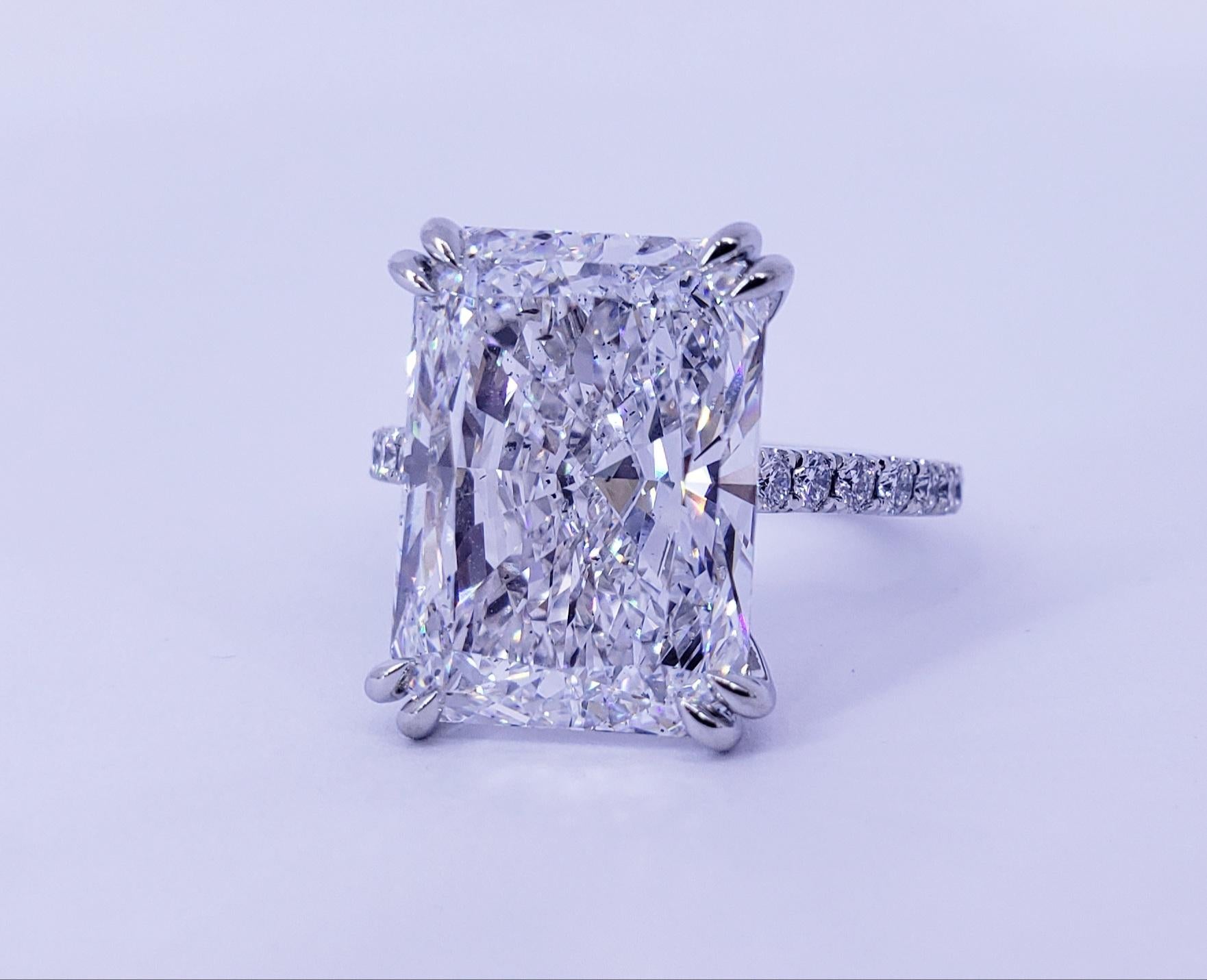 Modern David Rosenberg 10.19 Carat Radiant D/SI2 GIA Engagement Diamond Wedding Ring