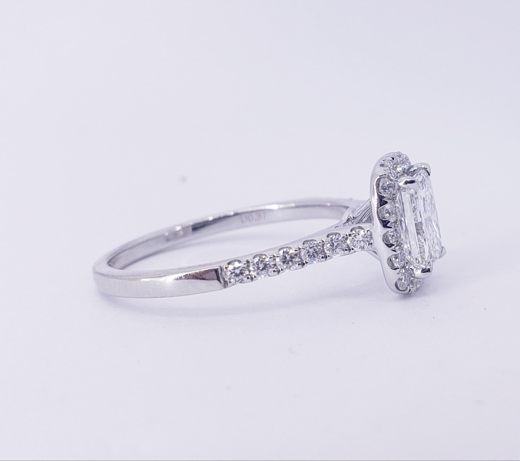 Modern David Rosenberg 1.01 Carat Radiant H/SI1 / GIA Halo Diamond Engagement Ring