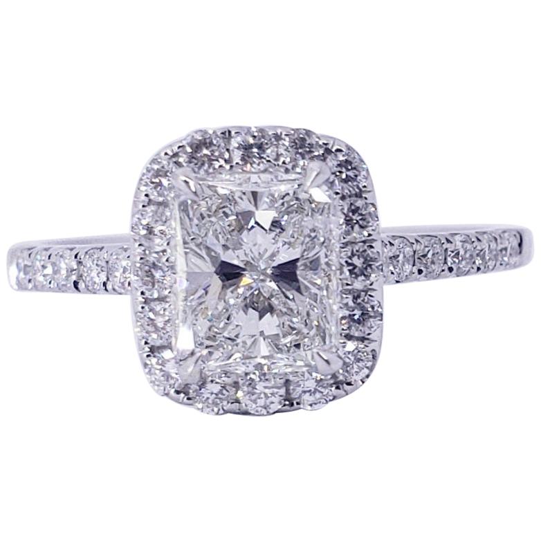 David Rosenberg 1.01 Carat Radiant H/SI1 / GIA Halo Diamond Engagement Ring