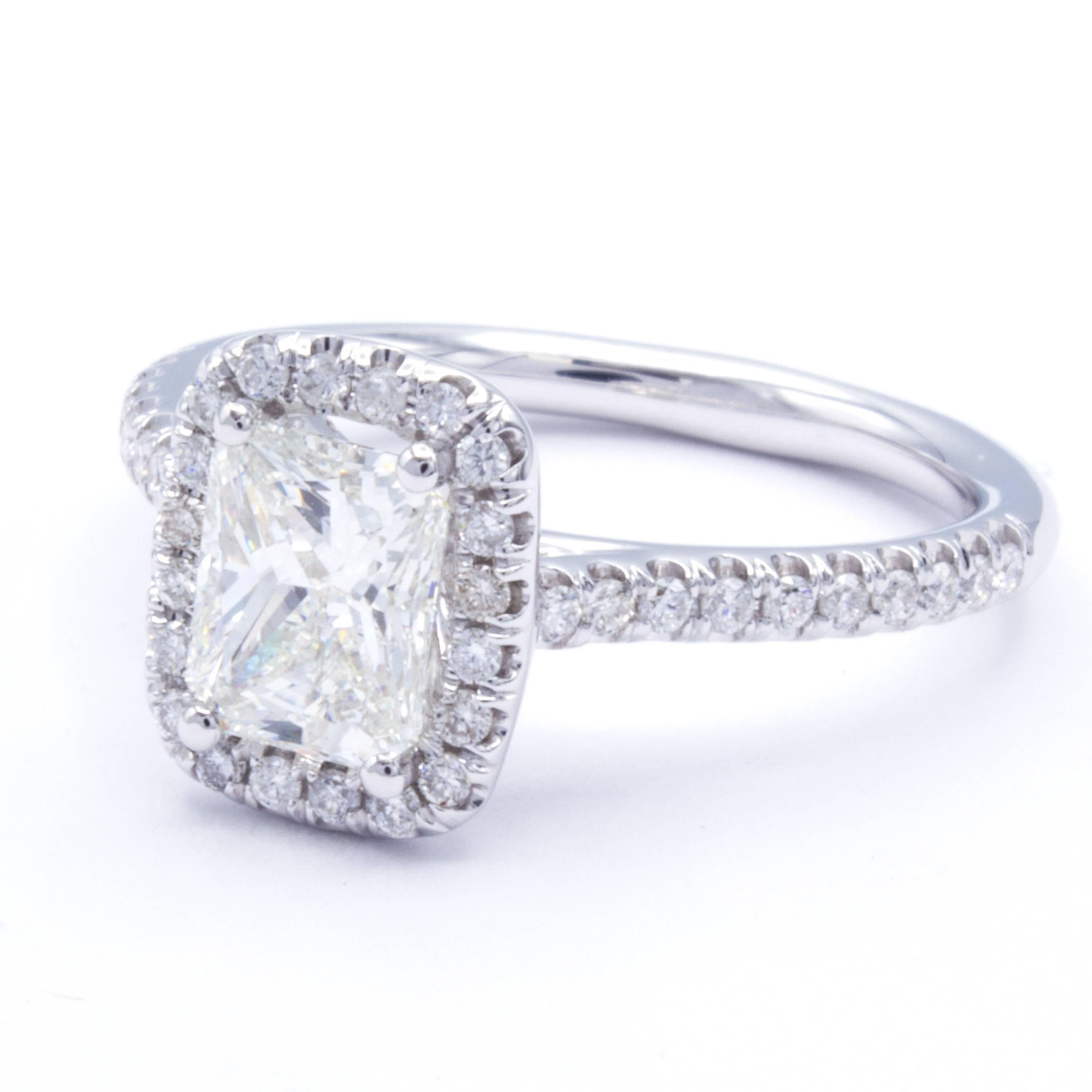Modern David Rosenberg 1.02 Carat Radiant I/SI2 GIA Certified Diamond Engagement Ring
