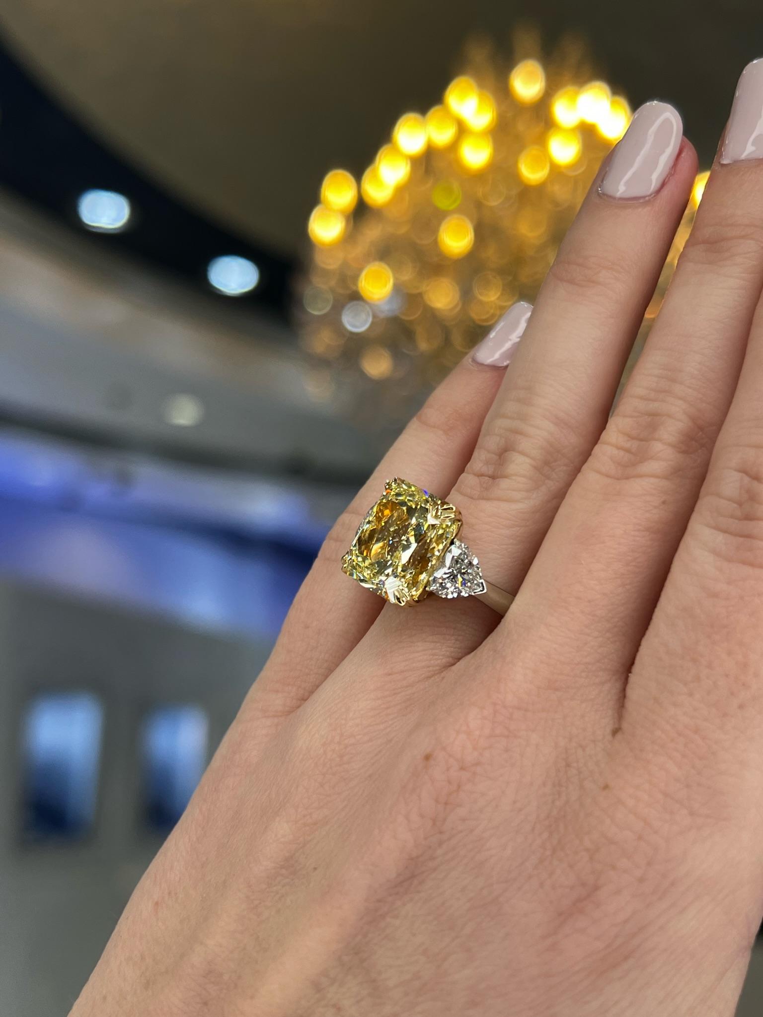 David Rosenberg 10.23 Radiant Fancy Yellow VVS1 GIA Diamond Engagement Ring For Sale 6