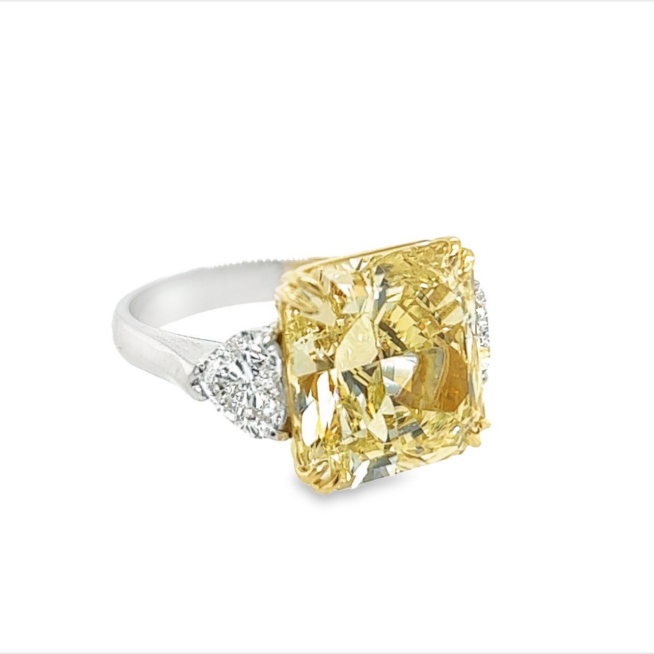 Modern David Rosenberg 10.23 Radiant Fancy Yellow VVS1 GIA Diamond Engagement Ring For Sale