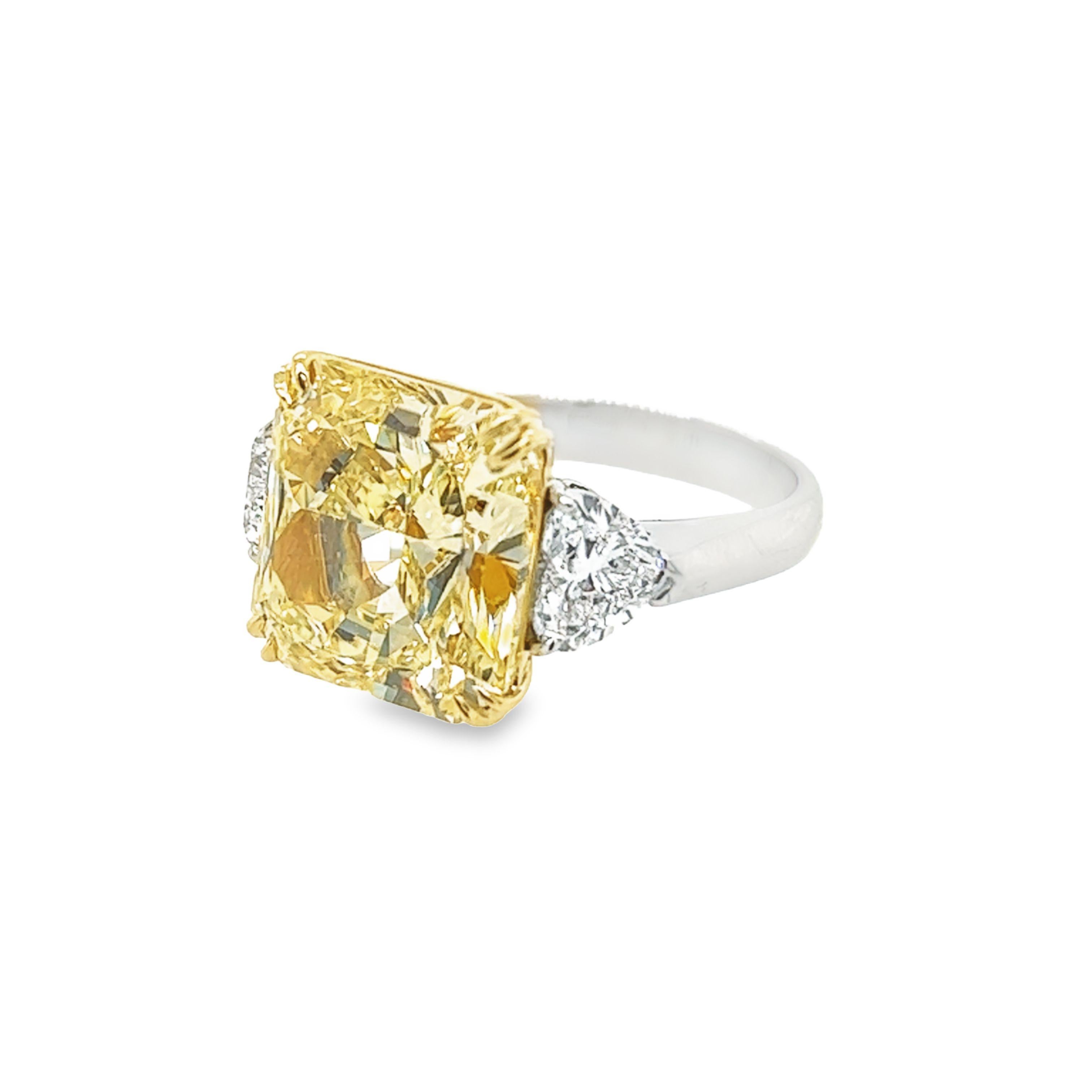 David Rosenberg 10.23 Radiant Fancy Yellow VVS1 GIA Diamond Engagement Ring For Sale 1