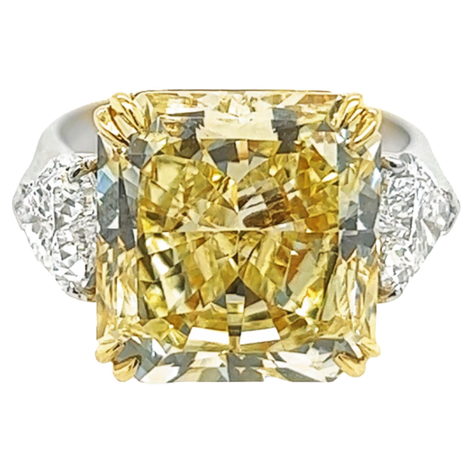 David Rosenberg Bague de fiançailles jaune radiant avec diamants VVS1 certifiés GIA, 10,23
