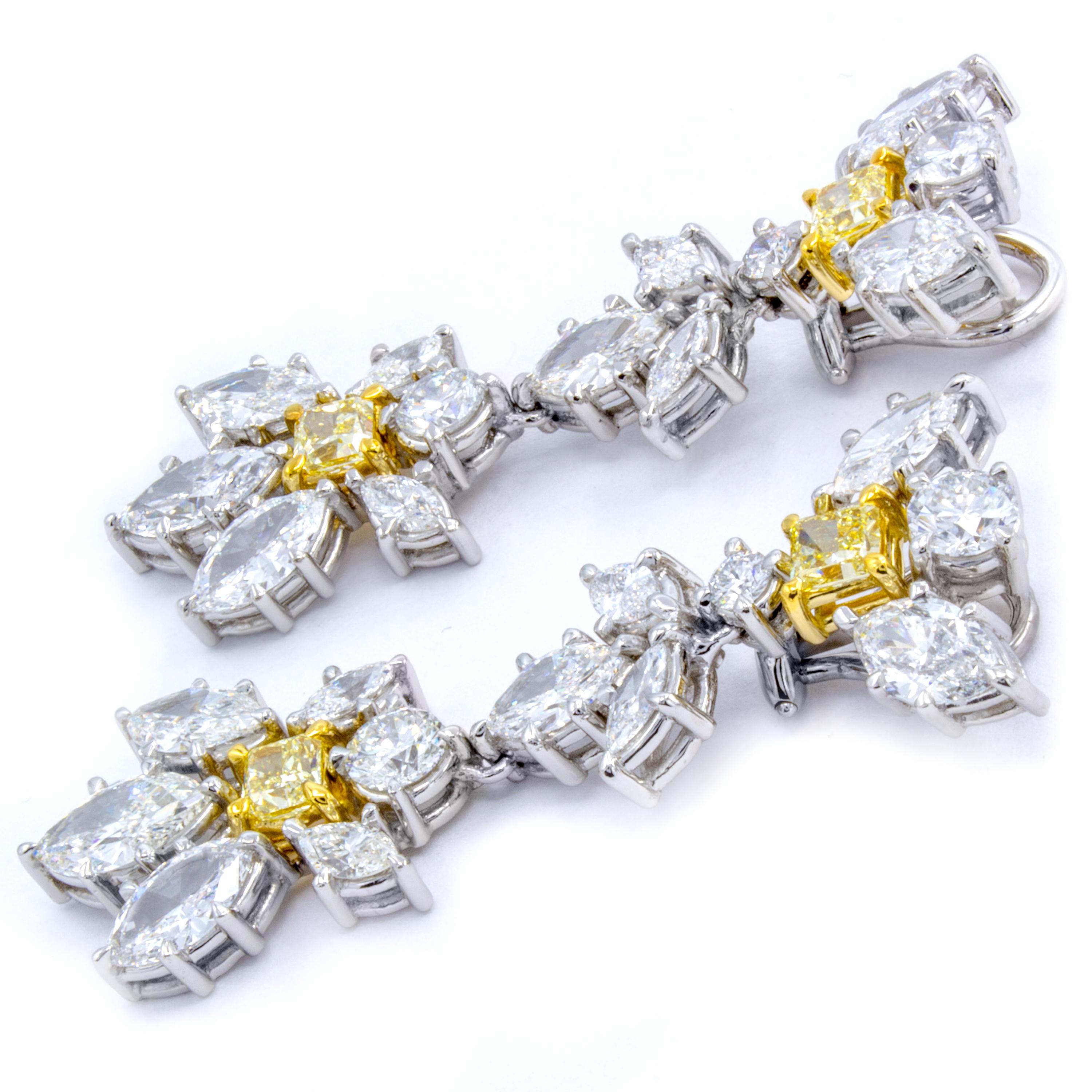 Modern David Rosenberg 10.38 Total Carat Multi Shape Drop Dangle Diamond Earrings