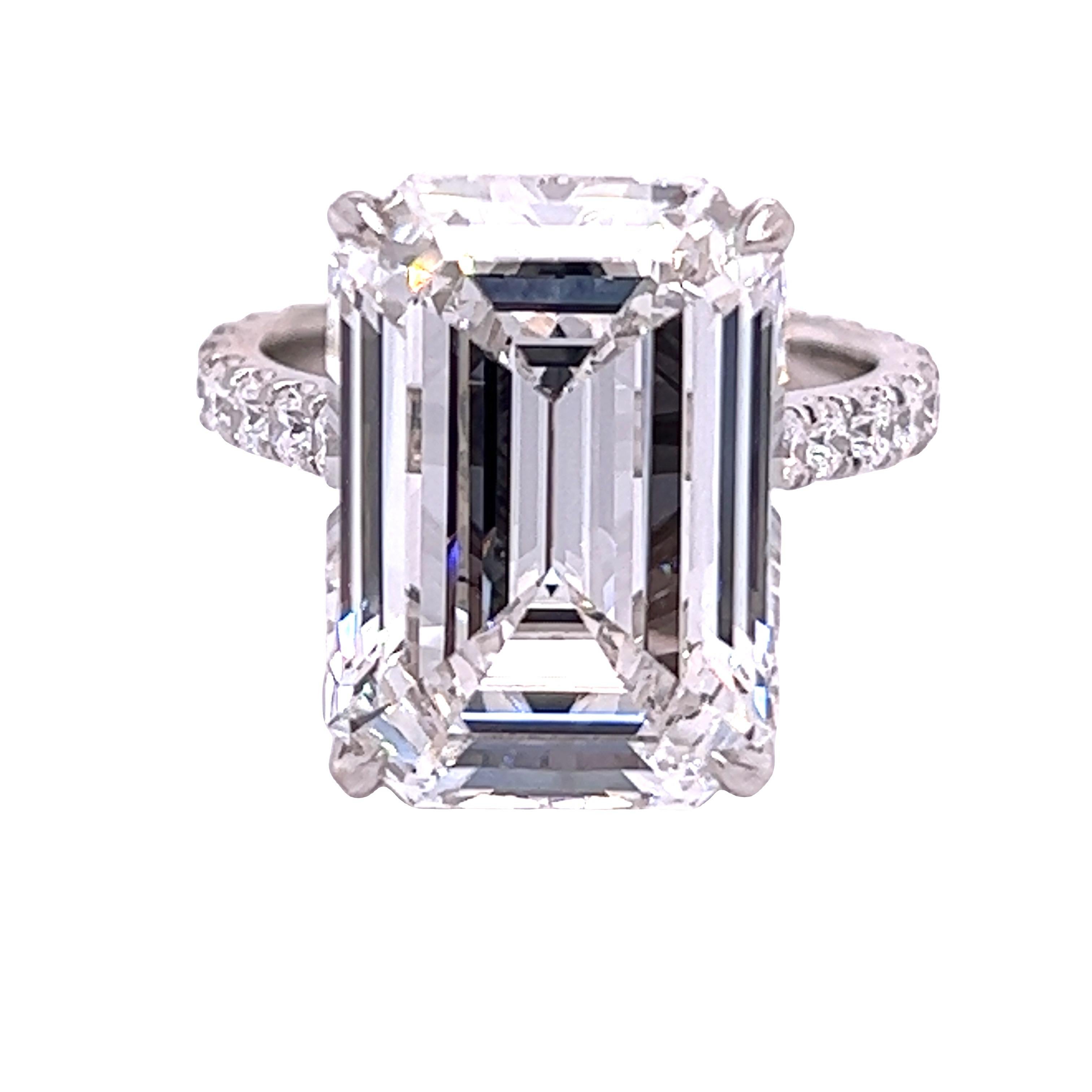David Rosenberg 10.41 Carat Emerald Cut F VVS2 GIA Diamond Engagement Ring In New Condition For Sale In Boca Raton, FL