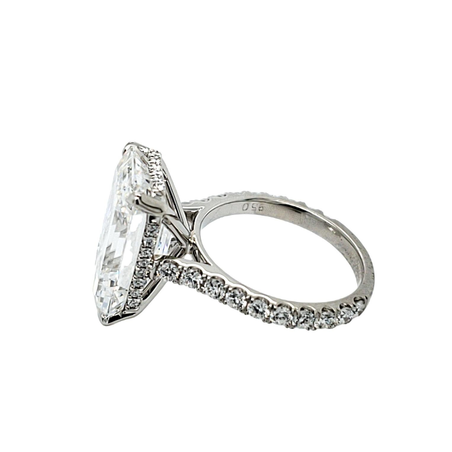 Modern David Rosenberg 10.41 Carat Emerald Cut F VVS2 GIA Diamond Engagement Ring For Sale