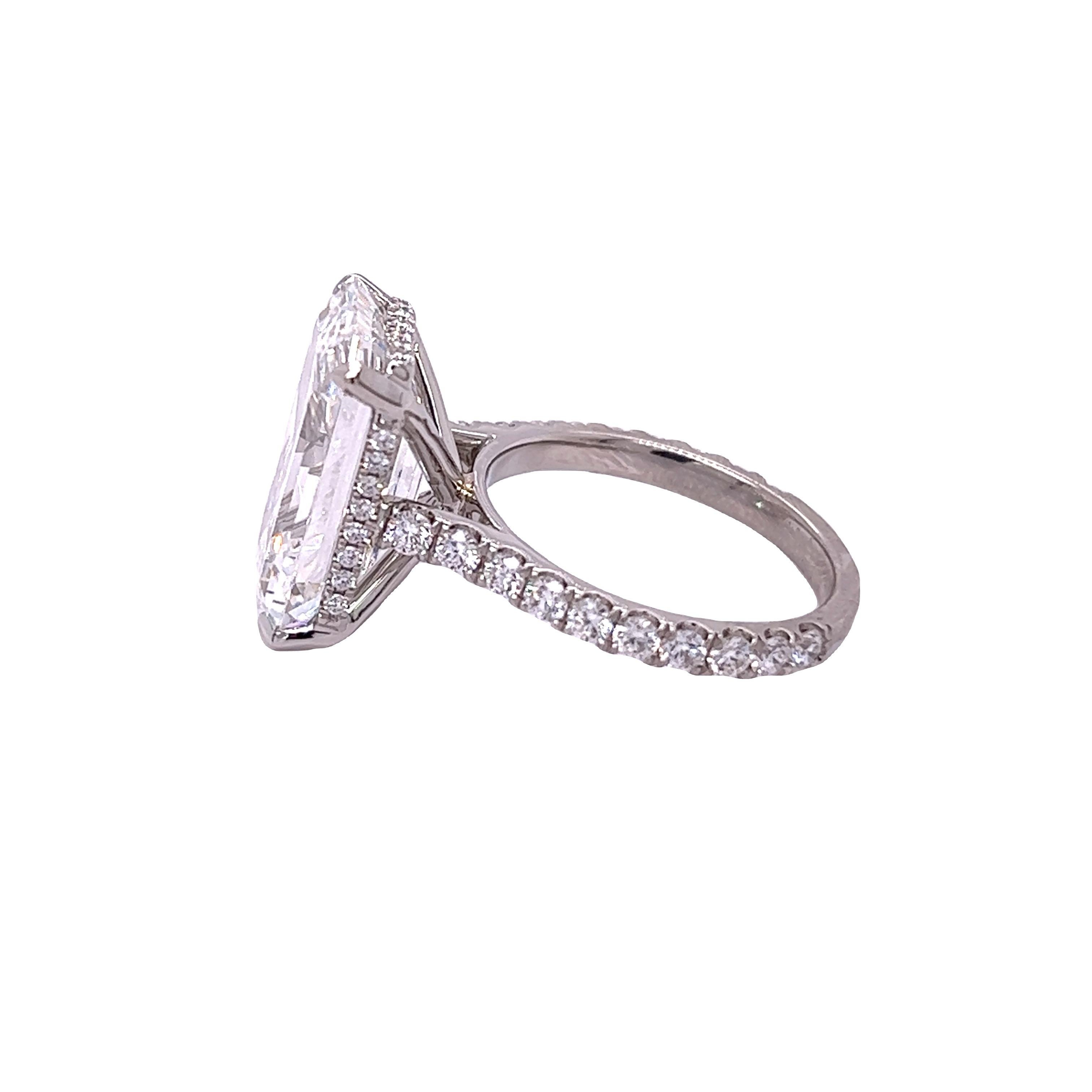 Women's David Rosenberg 10.41 Carat Emerald Cut F VVS2 GIA Diamond Engagement Ring For Sale