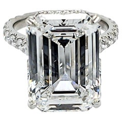 David Rosenberg 10.41 Carat Emerald Cut F VVS2 GIA Diamond Engagement Ring
