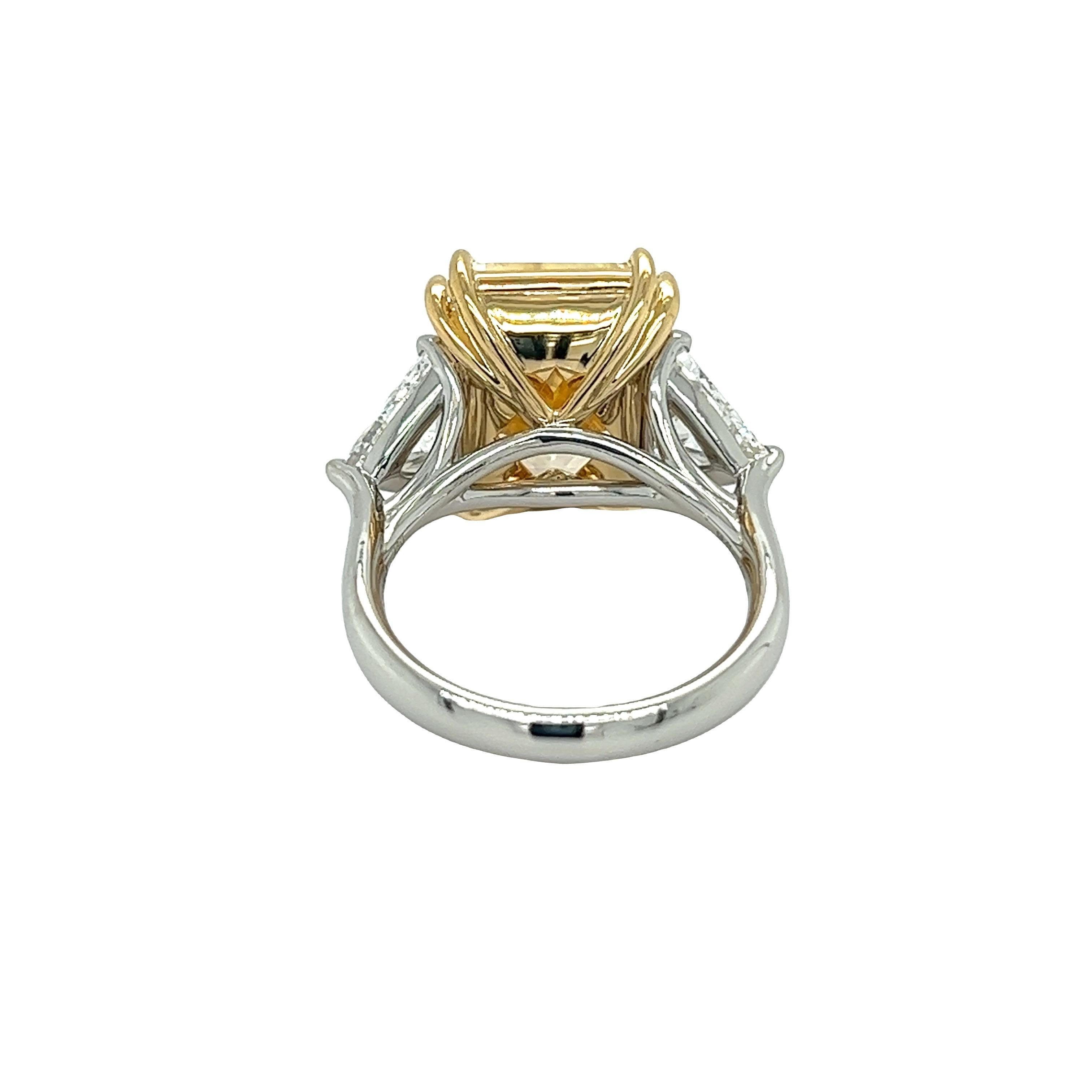 Modern David Rosenberg 10.41 Radiant Fancy Yellow VS1 GIA Diamond Engagement Ring For Sale