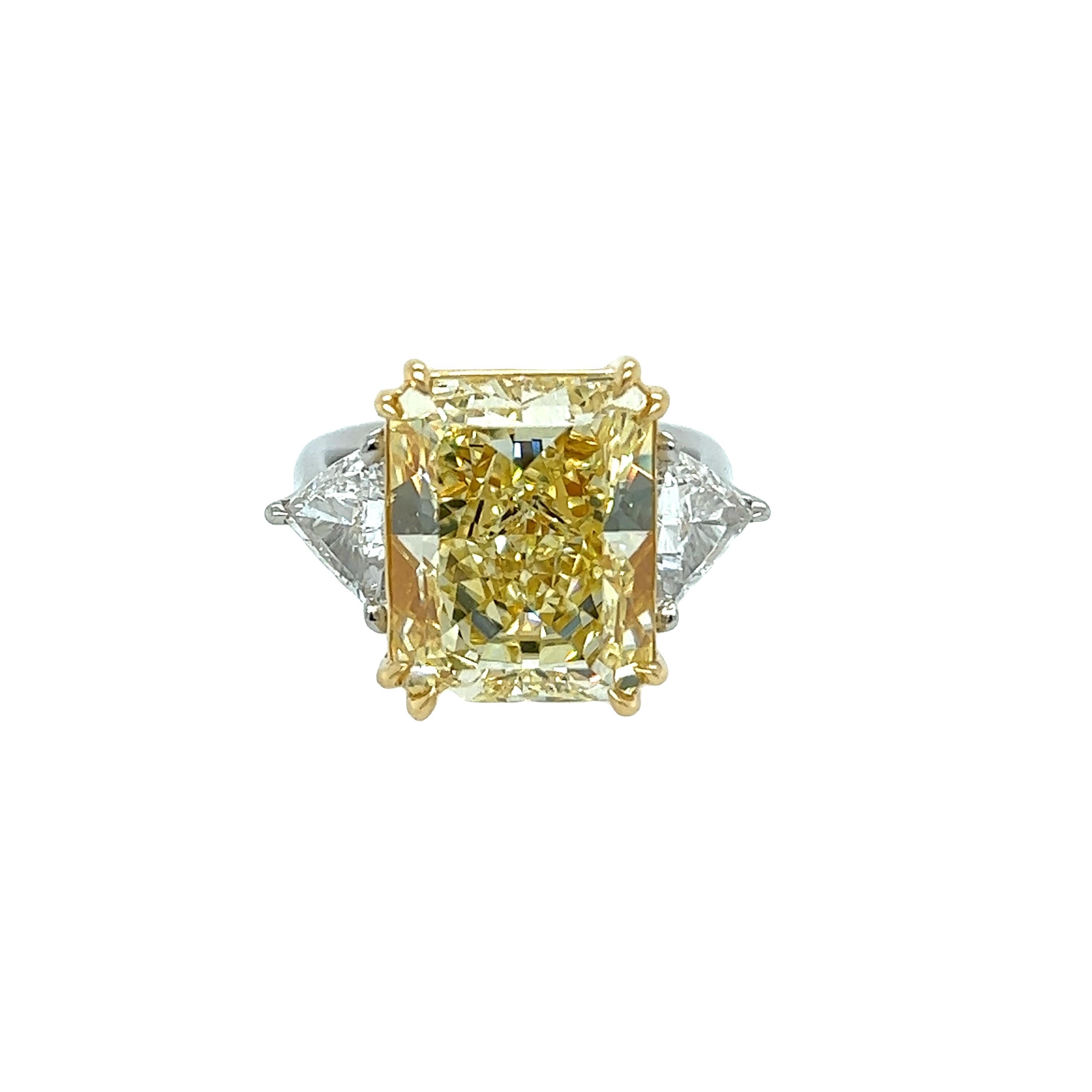 David Rosenberg 10.41 Radiant Fancy Yellow VS1 GIA Diamond Engagement Ring In New Condition For Sale In Boca Raton, FL