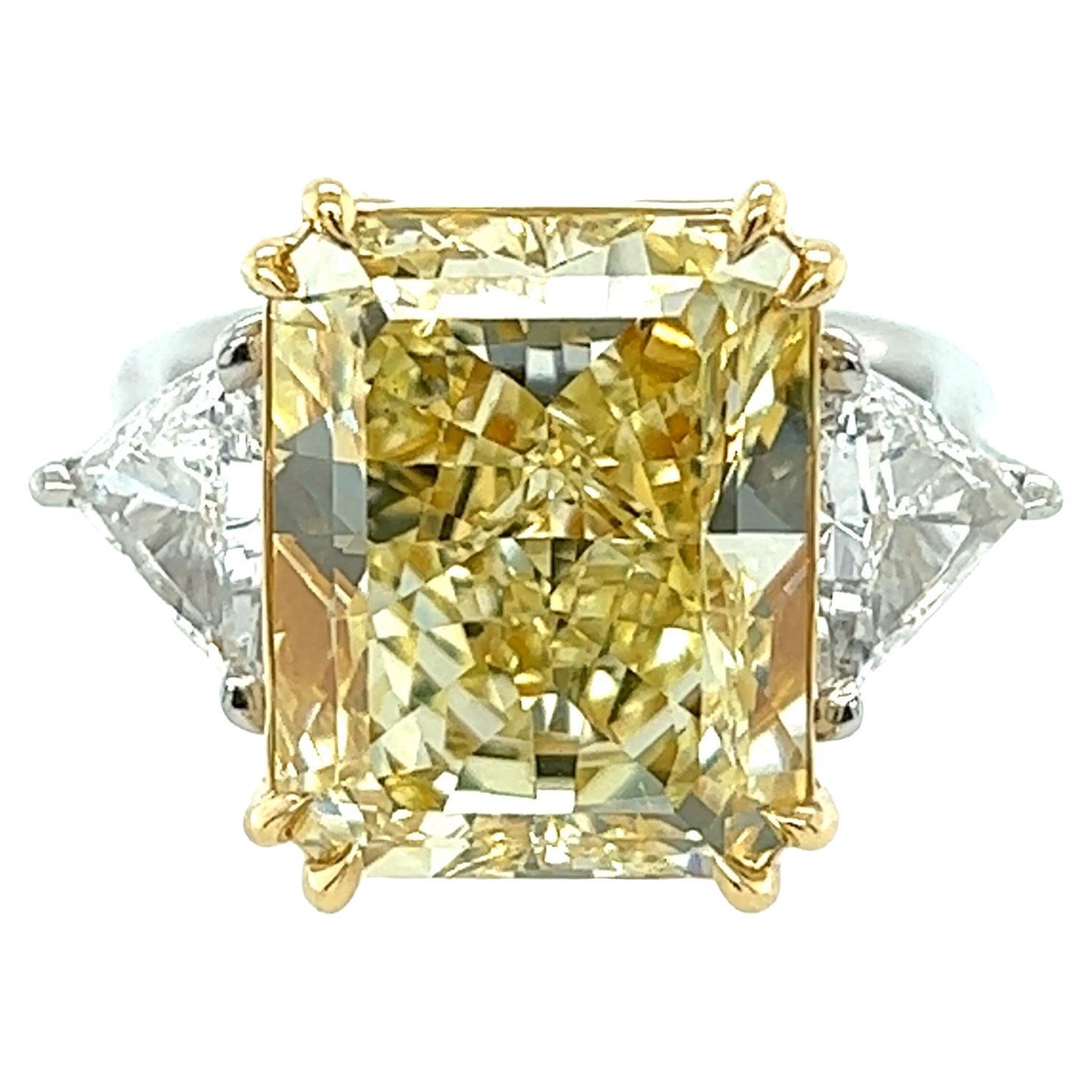 David Rosenberg 10.41 Radiant Fancy Yellow VS1 GIA Diamond Engagement Ring