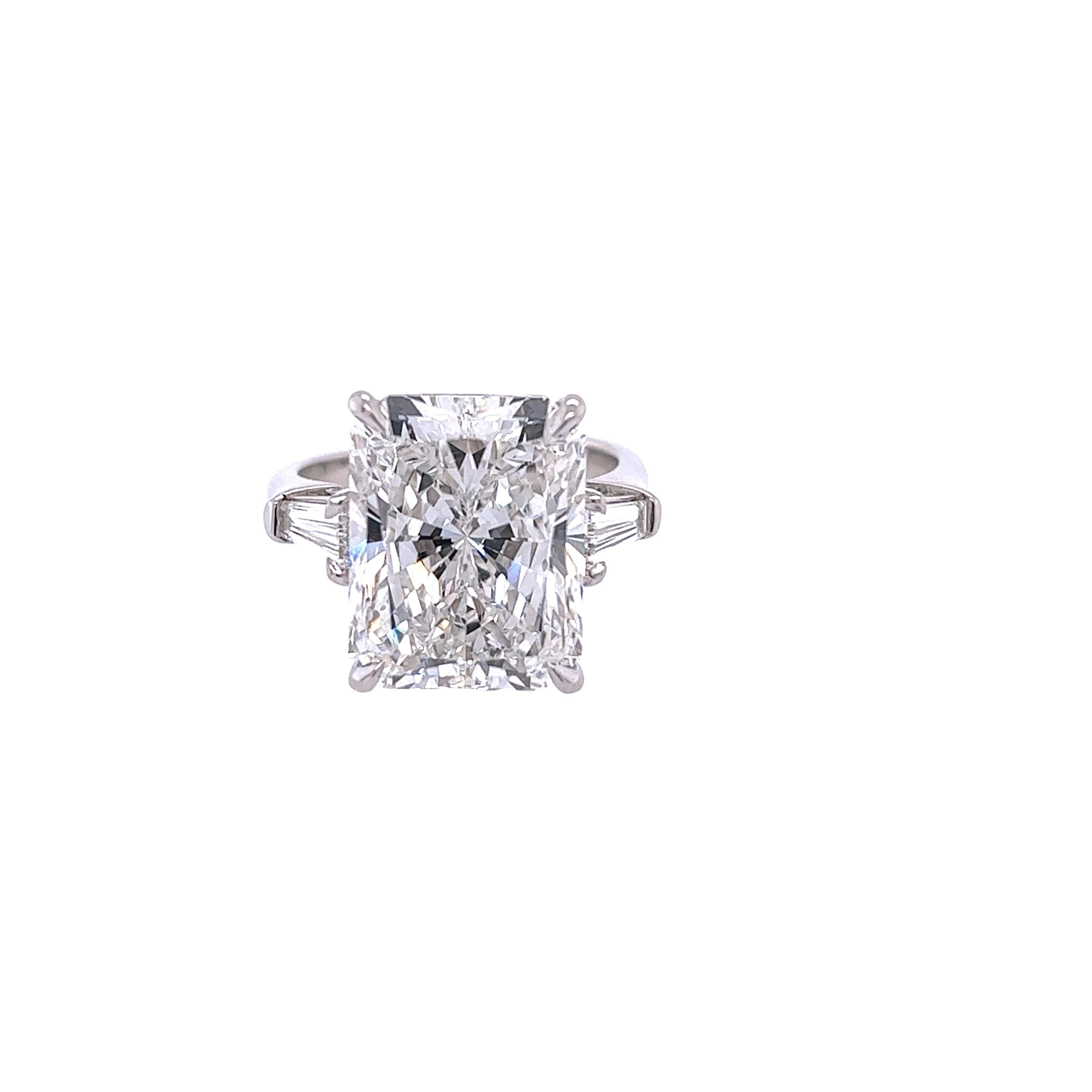 Radiant Cut David Rosenberg 10.55 Carat Radiant F / VS2 GIA Diamond Engagement Ring For Sale