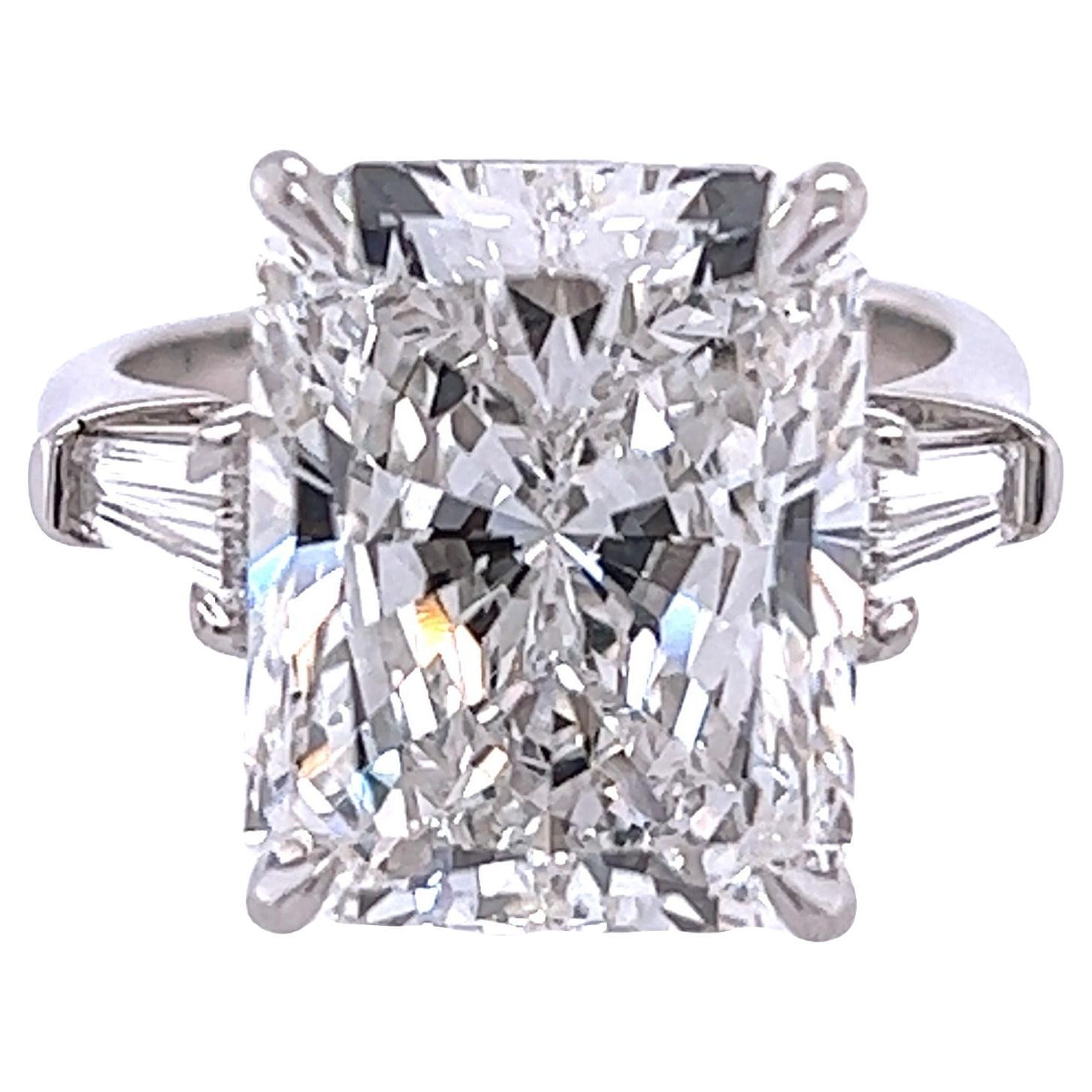 David Rosenberg 10.55 Carat Radiant F / VS2 GIA Diamond Engagement Ring For Sale