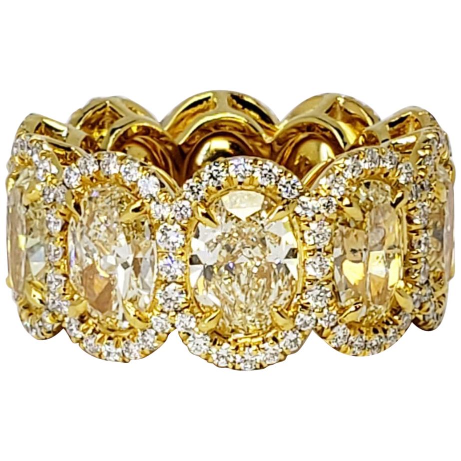 David Rosenberg 10.64 Carat Fancy Light Yellow VVS1 Oval Diamond Eternity Band