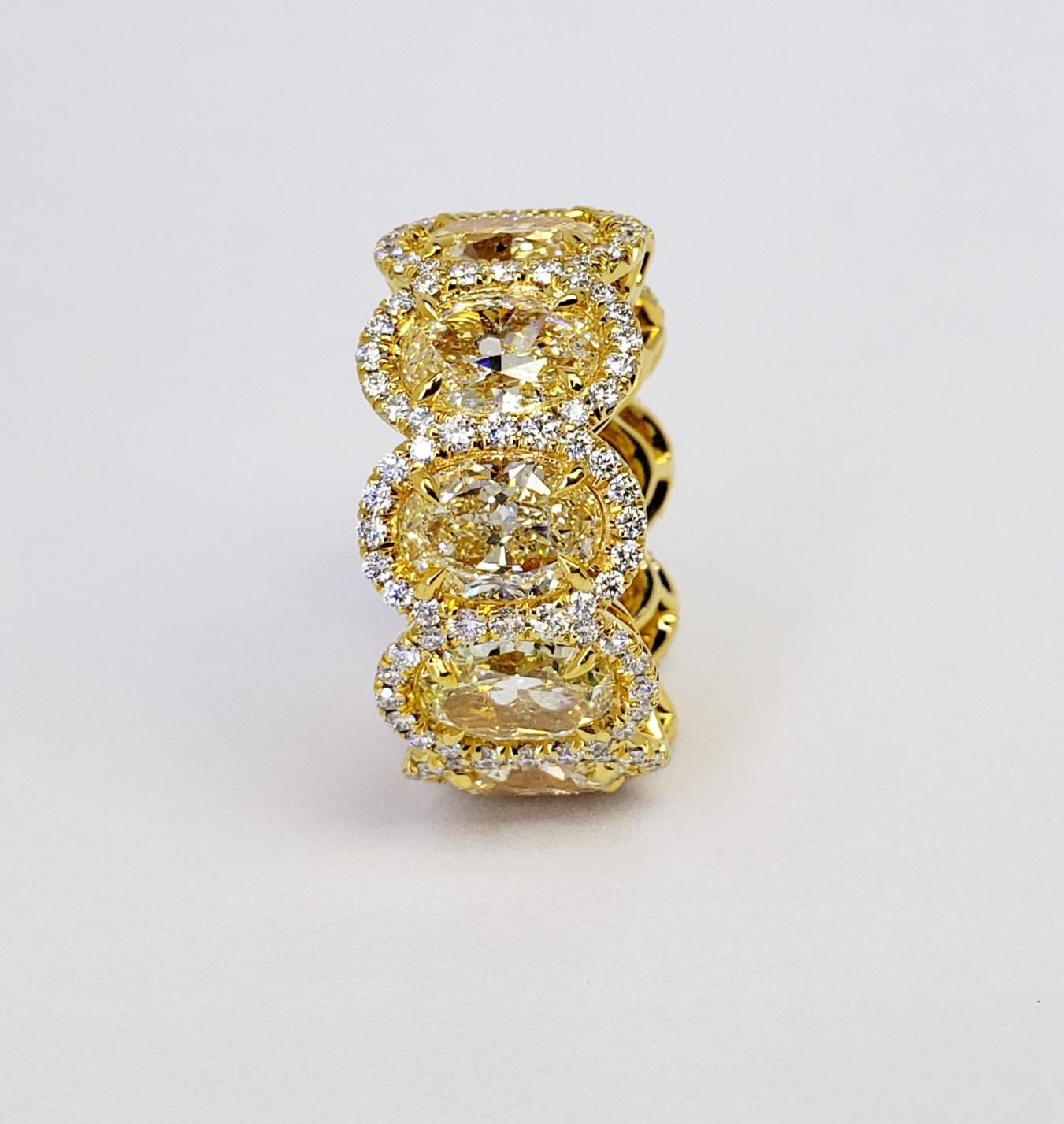 David Rosenberg 10.64 Carat Fancy Light Yellow VVS1 Oval Diamond Eternity Band 1