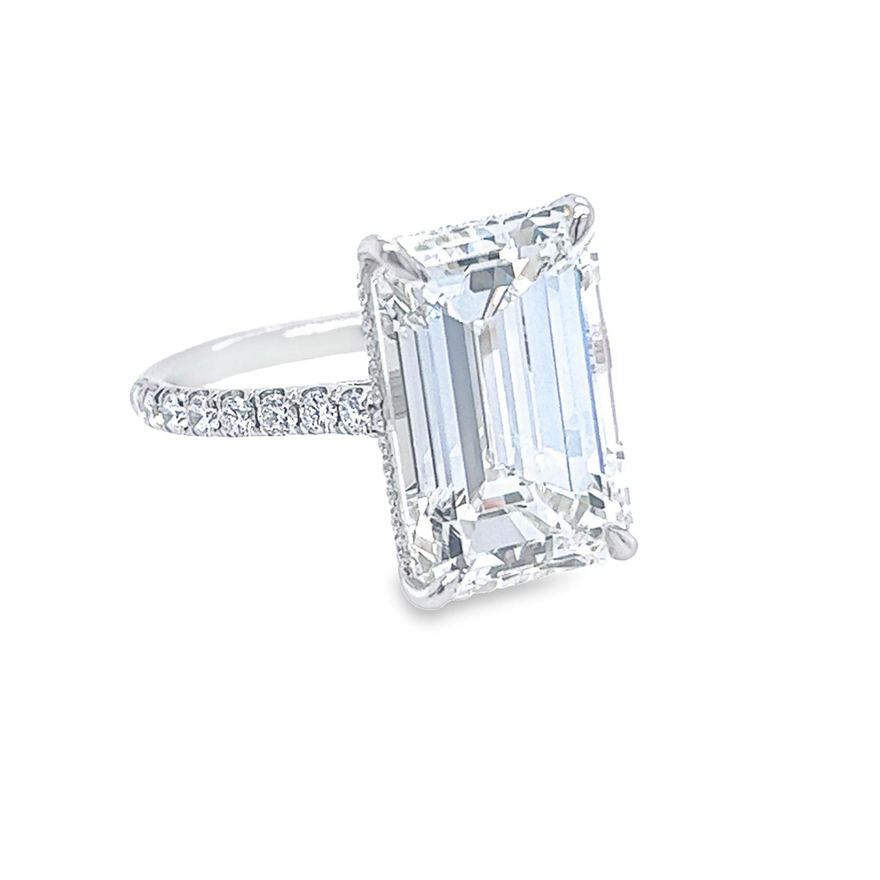Modern David Rosenberg 10.86 Carat Emerald Cut I VS2 GIA Diamond Engagement Ring For Sale