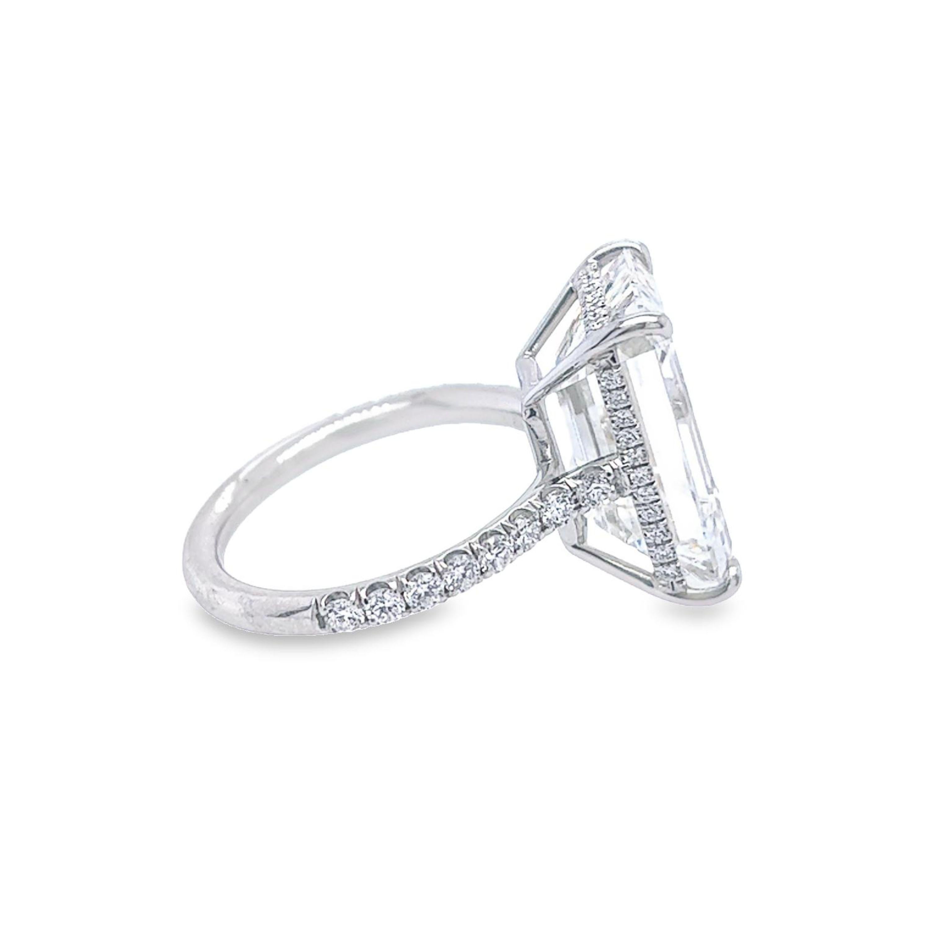 David Rosenberg 10.86 Carat Emerald Cut I VS2 GIA Diamond Engagement Ring In New Condition For Sale In Boca Raton, FL