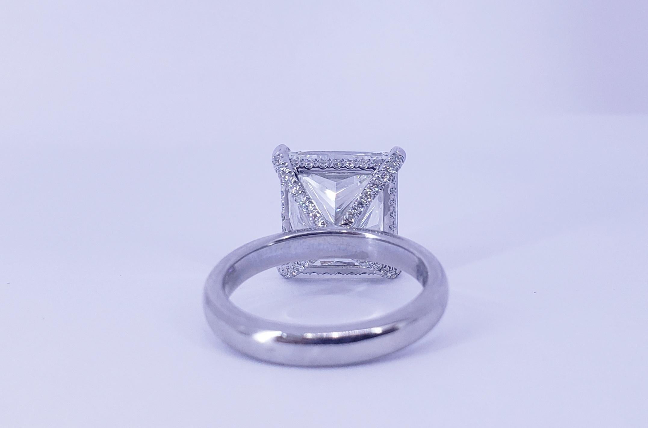 Women's David Rosenberg 10.89 Carat Princess Shape GIA Diamond Engagement Wedding Ring 
