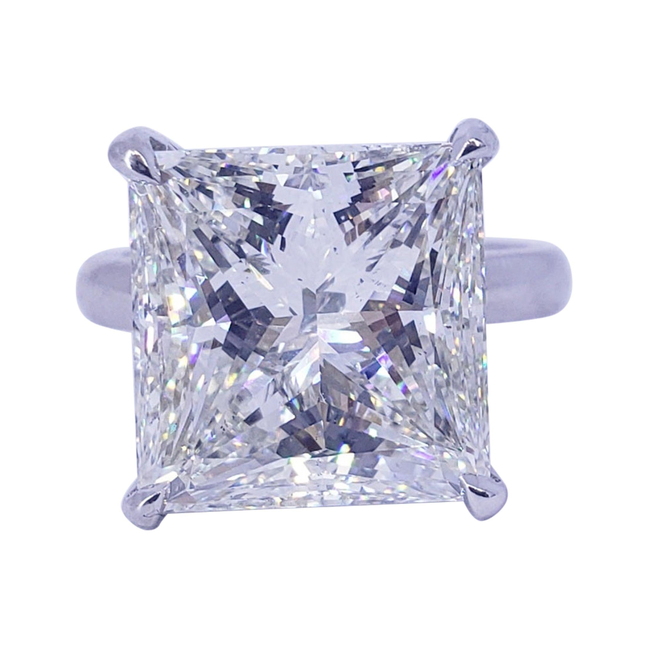 David Rosenberg 10.89 Carat Princess Shape GIA Diamond Engagement Wedding Ring 