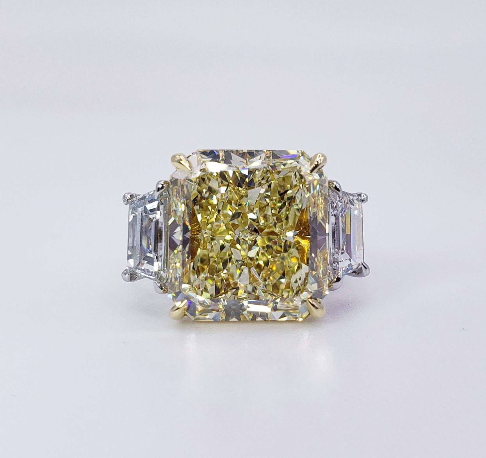 Radiant Cut David Rosenberg 11.25 ct Radiant Fancy Yellow VS2 GIA Diamond Engagement Ring