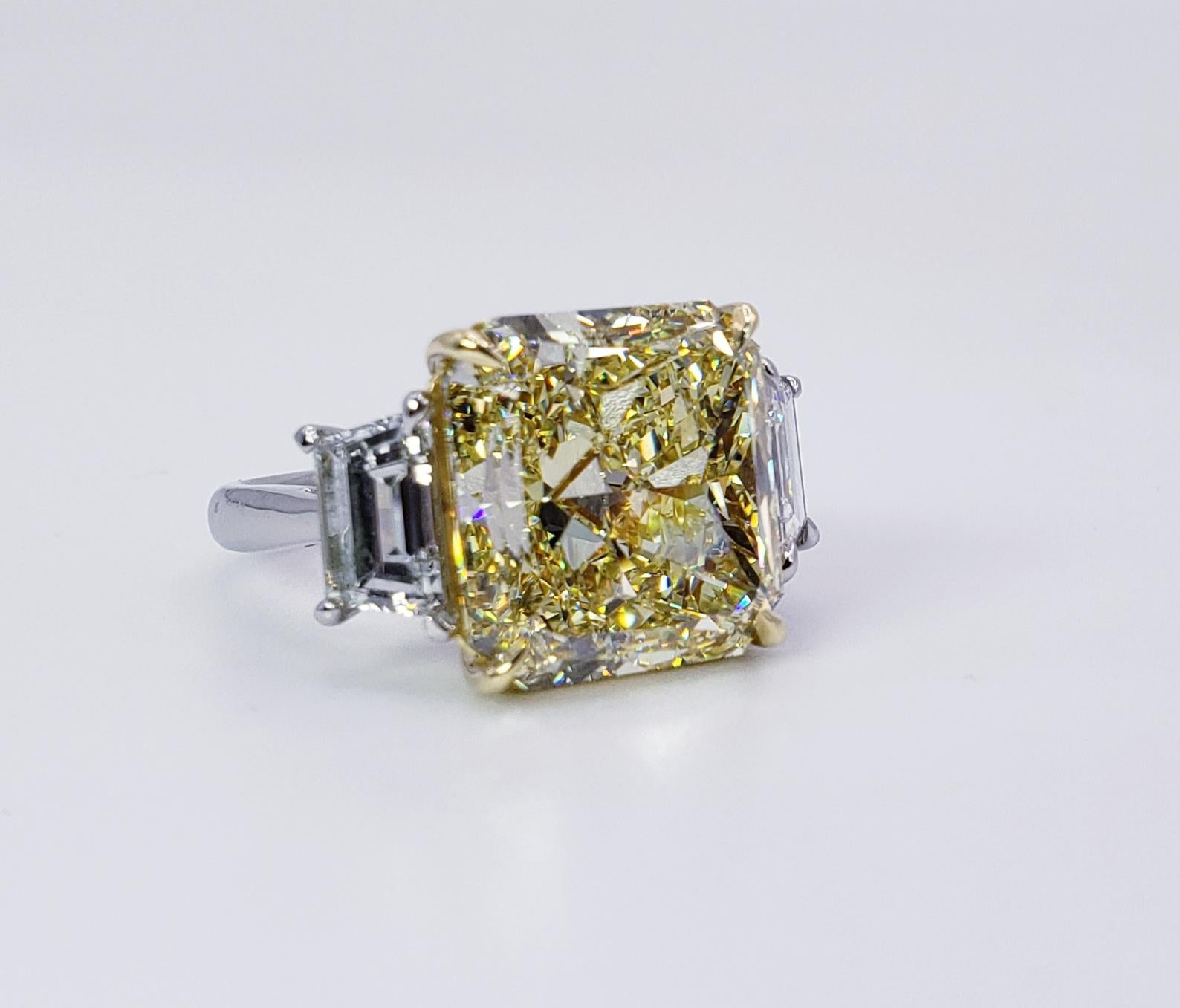 Women's David Rosenberg 11.25 ct Radiant Fancy Yellow VS2 GIA Diamond Engagement Ring