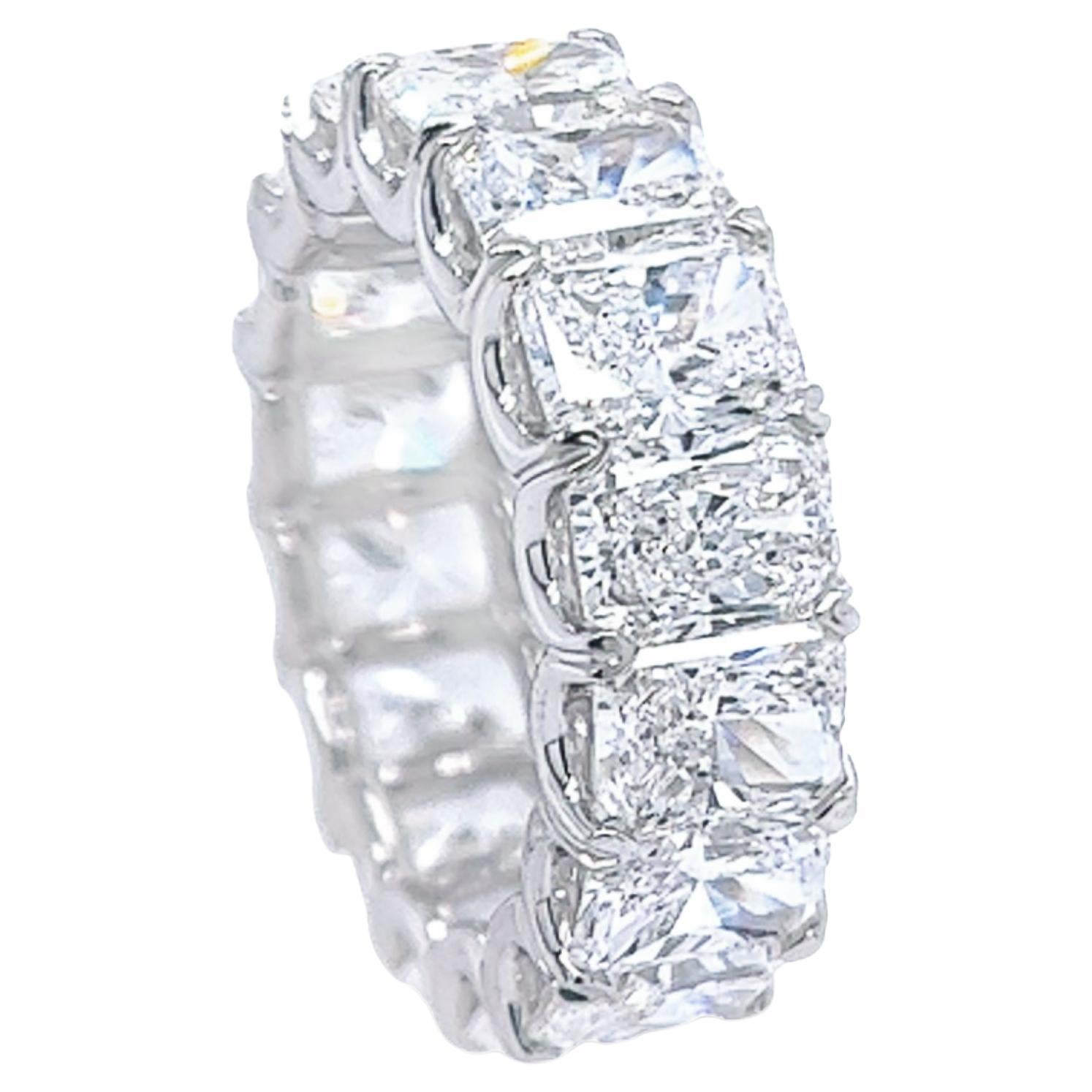 David Rosenberg Alliance d'éternité en diamants taille radiant de 11,31 carats au total, certifiés GIA