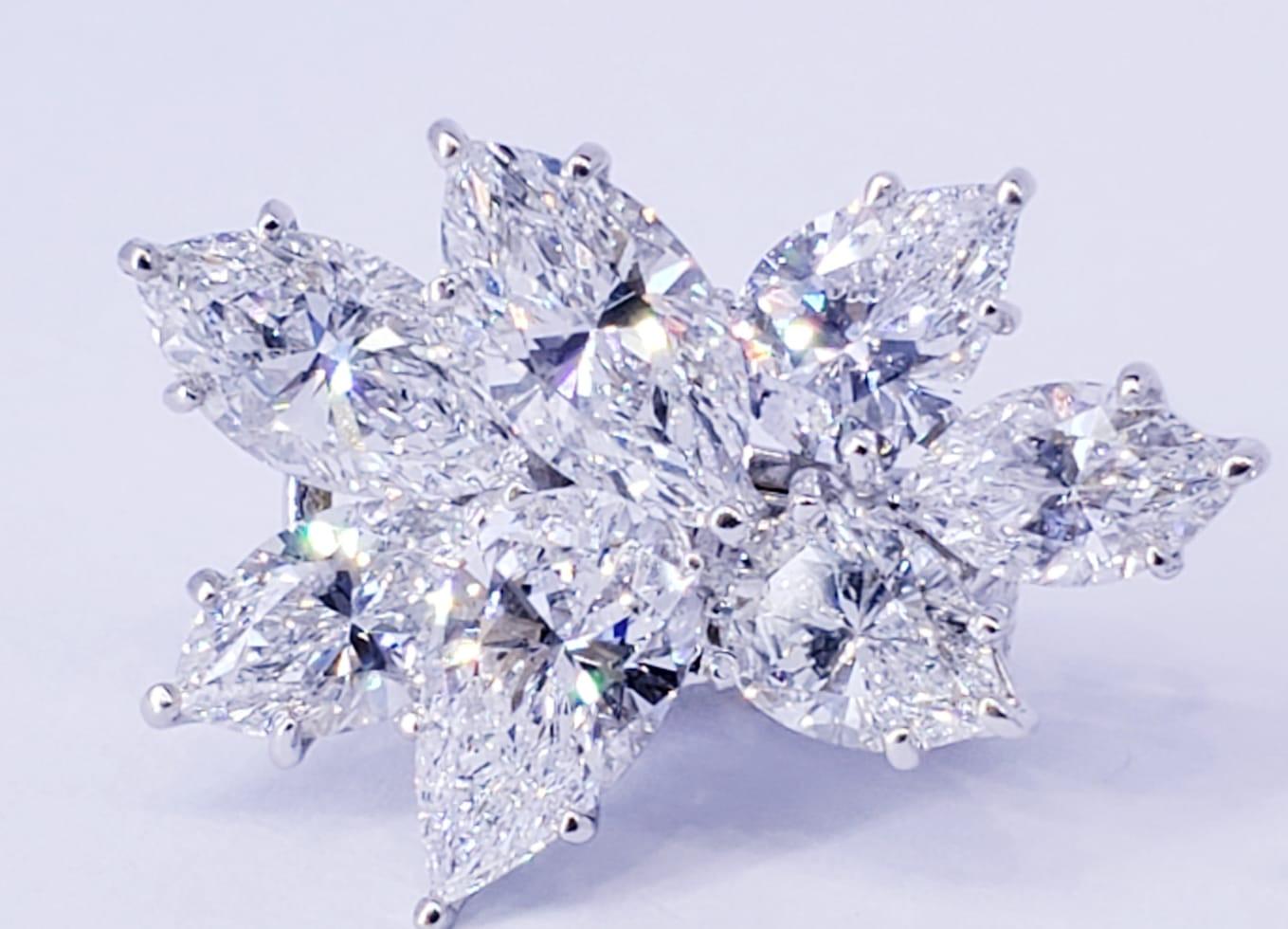 Modern David Rosenberg 11.60 Marquise & Pear Shape 18k Stud Cluster Diamond Earrings For Sale