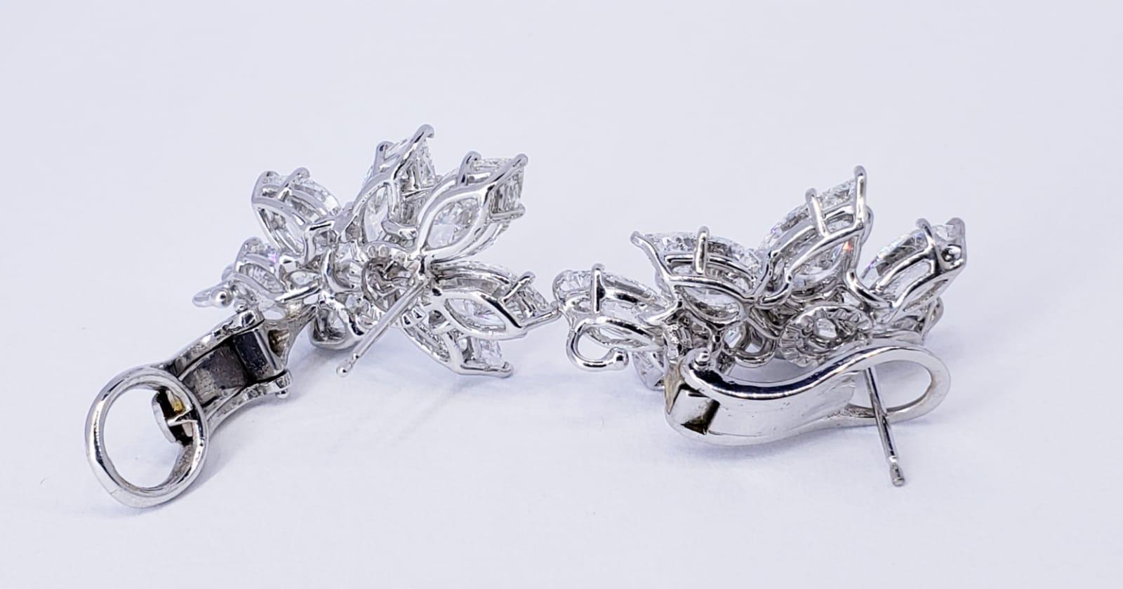 Pear Cut David Rosenberg 11.60 Marquise & Pear Shape 18k Stud Cluster Diamond Earrings  For Sale