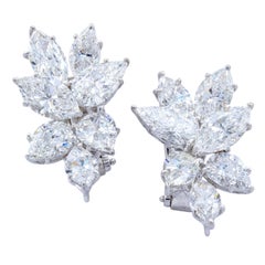 David Rosenberg 11.60 Marquise & Pear Shape 18k Stud Cluster Diamond Earrings