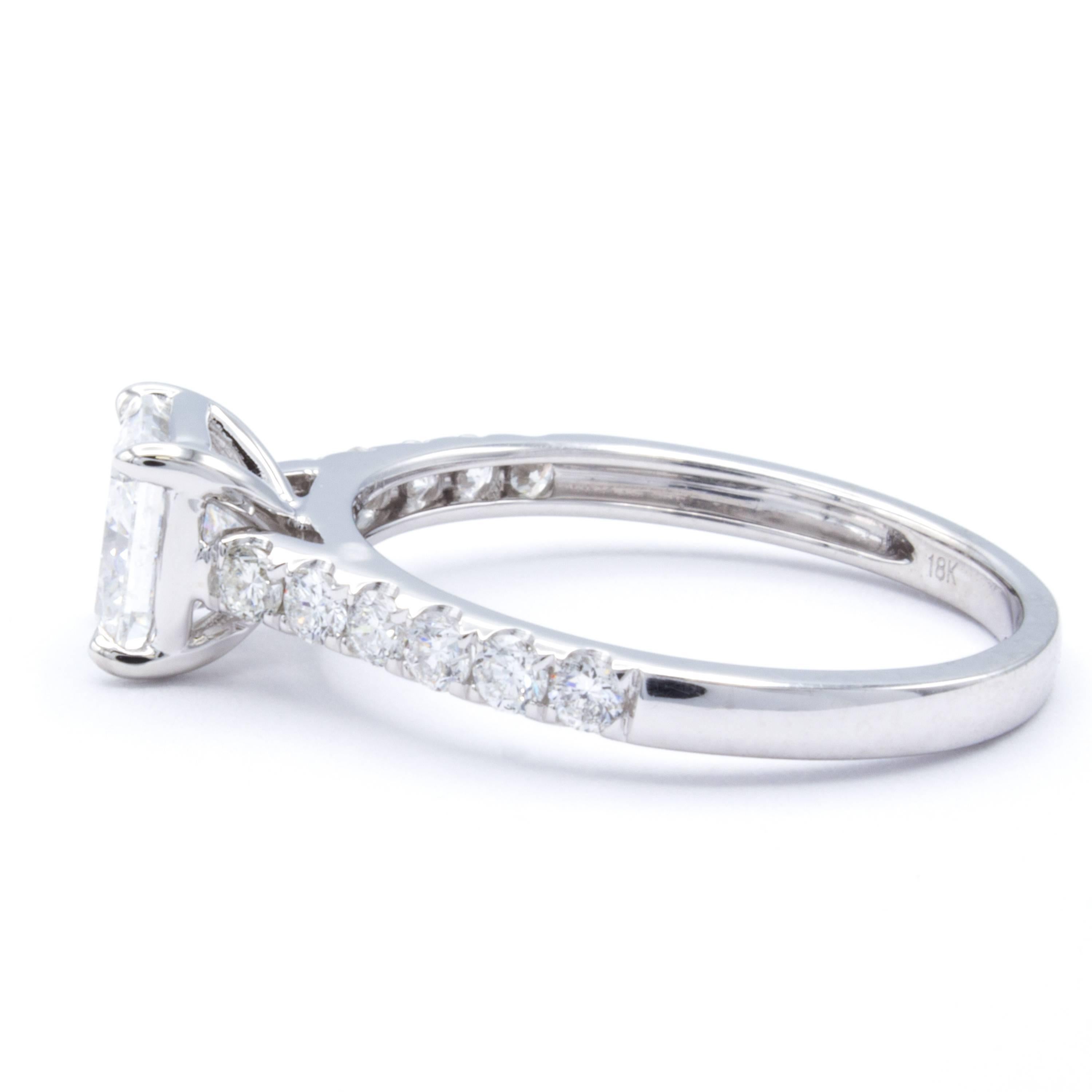 Radiant Cut David Rosenberg 1.21 Carat Radiant E/SI2 GIA 18KW Gold Engagement Diamond Ring 