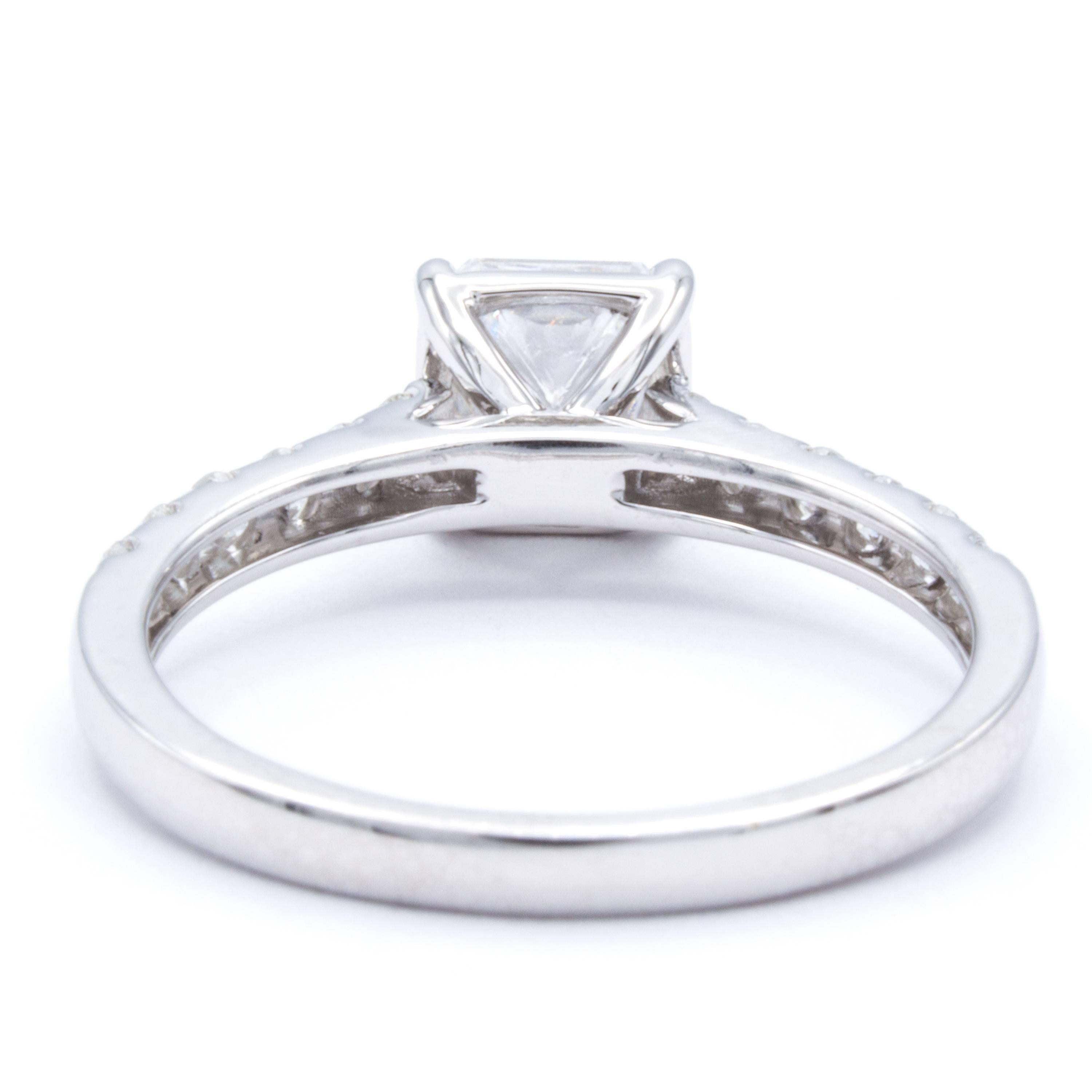 David Rosenberg 1.21 Carat Radiant E/SI2 GIA 18KW Gold Engagement Diamond Ring  In New Condition In Boca Raton, FL