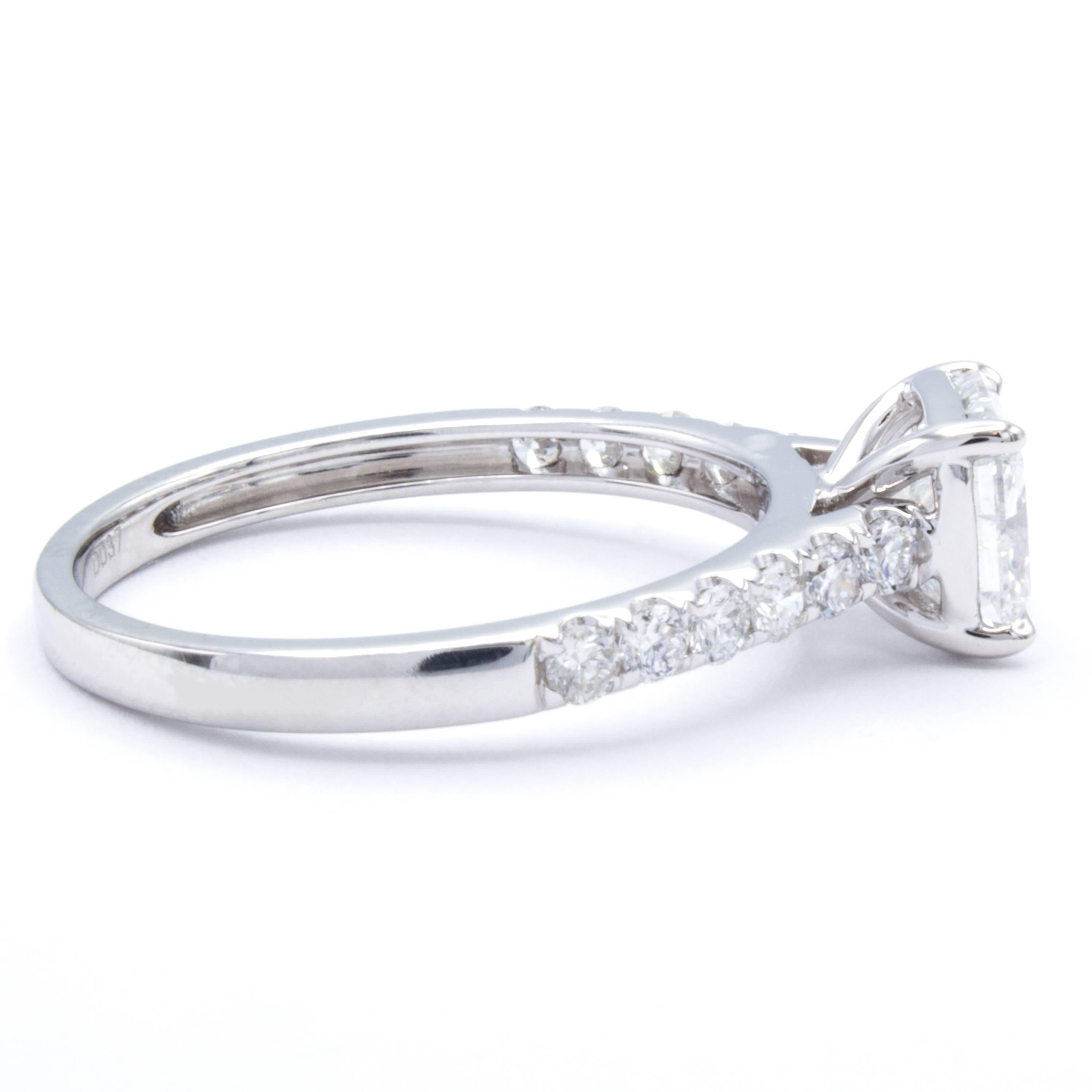 Women's David Rosenberg 1.21 Carat Radiant E/SI2 GIA 18KW Gold Engagement Diamond Ring 