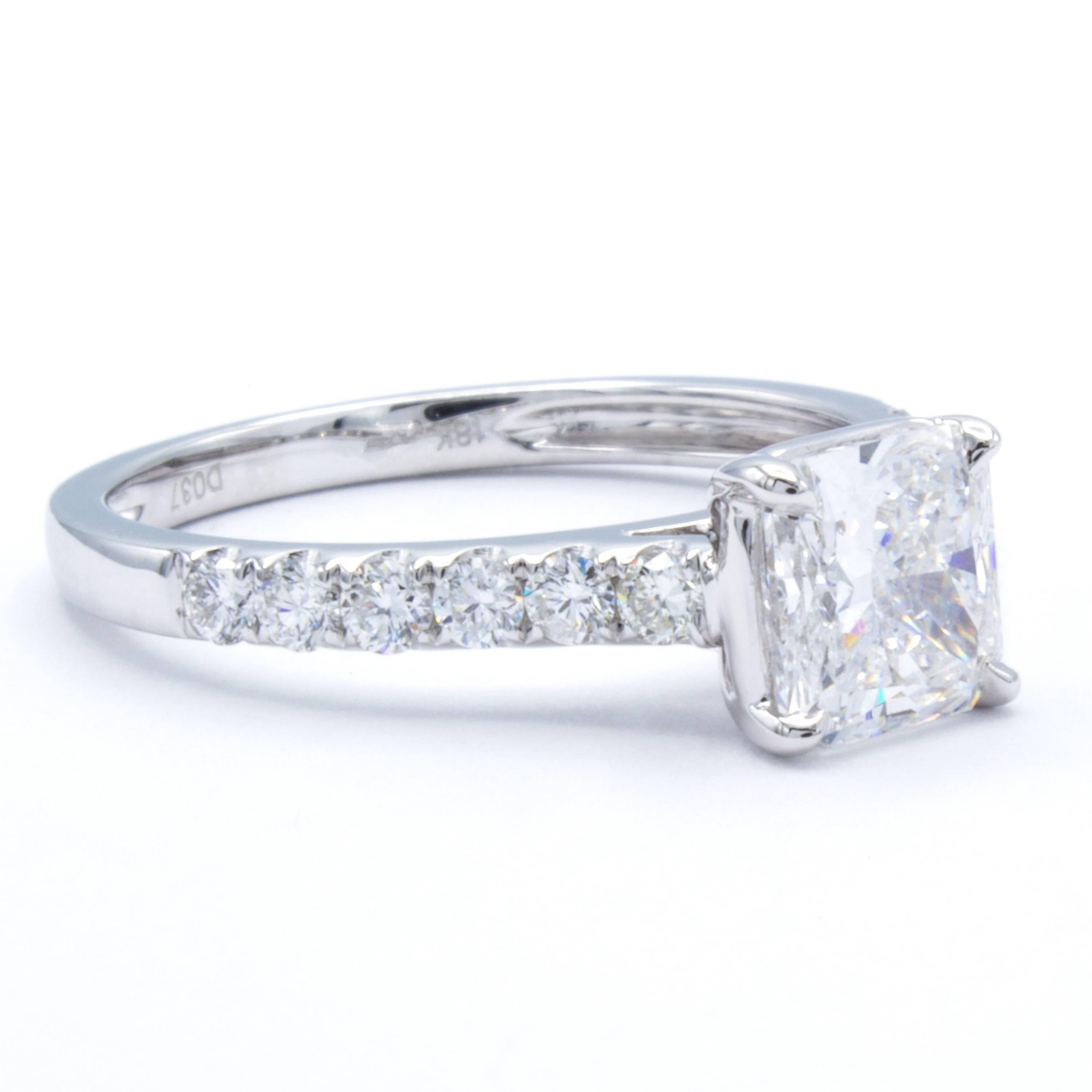 David Rosenberg 1.21 Carat Radiant E/SI2 GIA 18KW Gold Engagement Diamond Ring  1